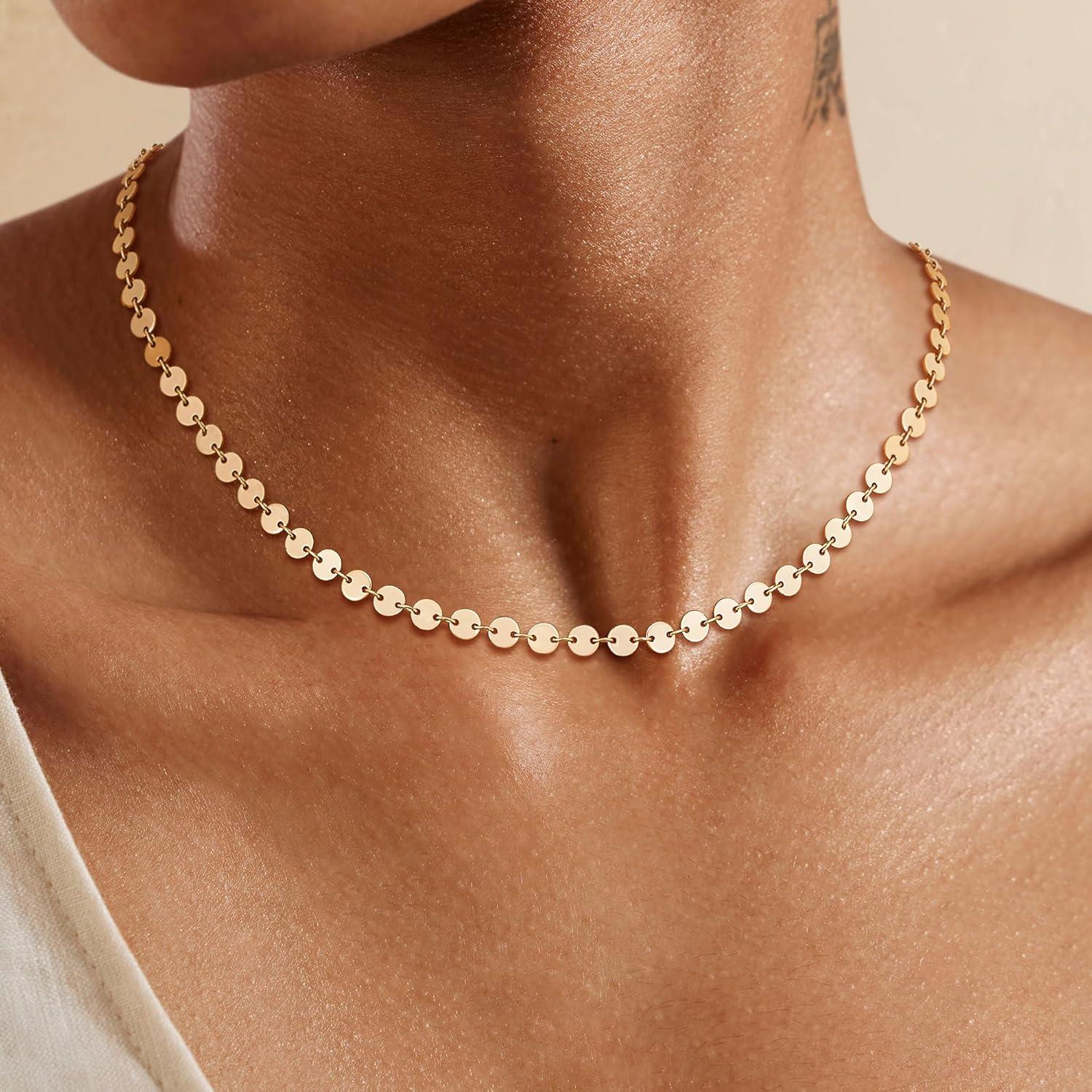 Collar Choker Dremmy Studios Oro 14K Minimalista 16"+2"