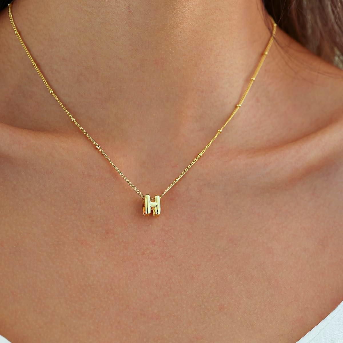 Collar de Iniciales Burbuja Dorado Zvcofun 40cm Ajustable