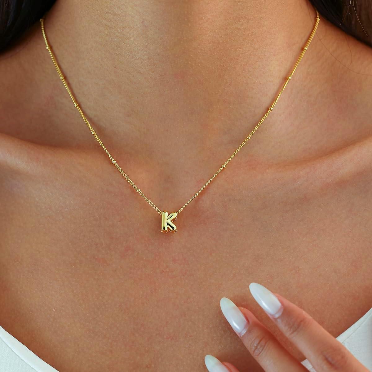 Collar de Iniciales Burbuja Dorado Zvcofun 40cm Ajustable