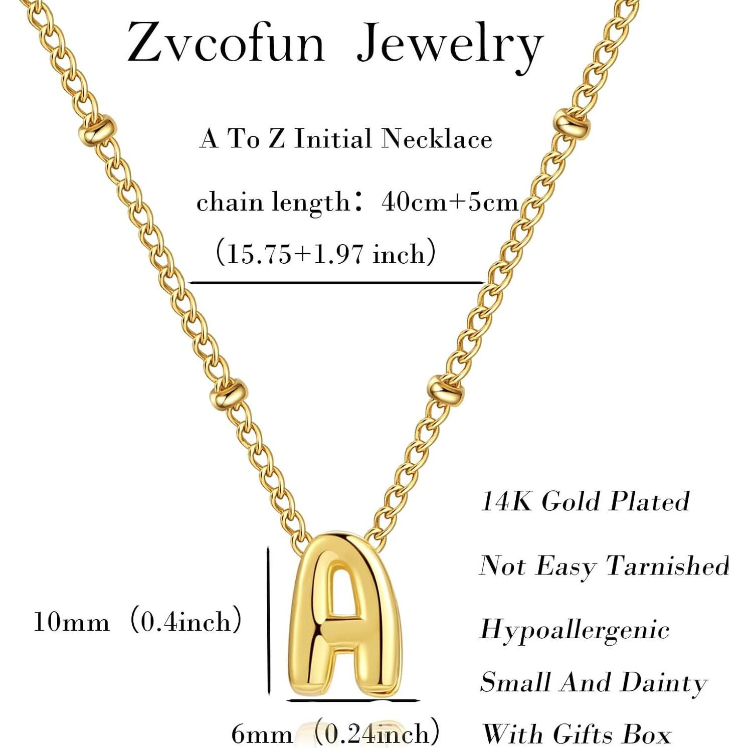 Collar de Iniciales Burbuja Dorado Zvcofun 40cm Ajustable