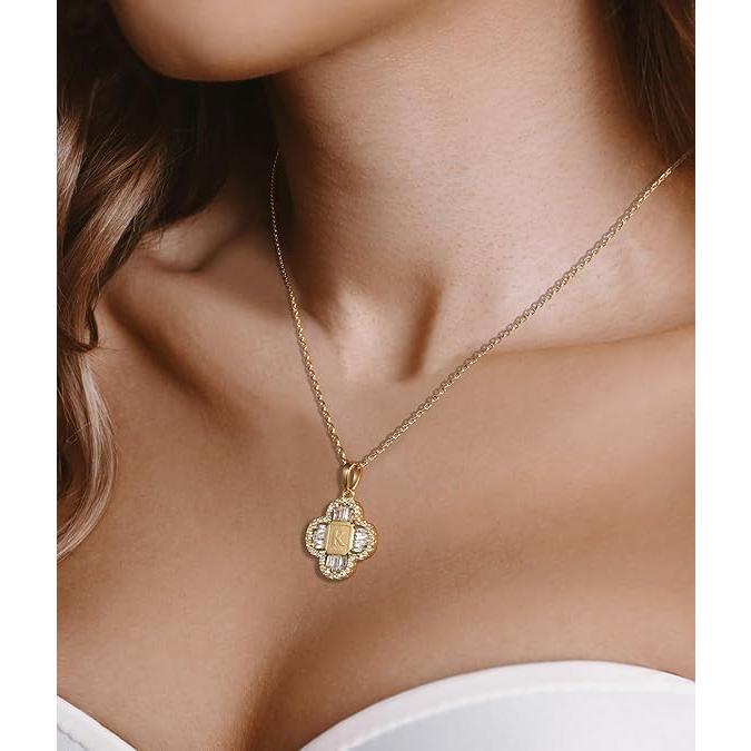 Collar de Iniciales Personalizado Oro 14K con Zirconia Cubica