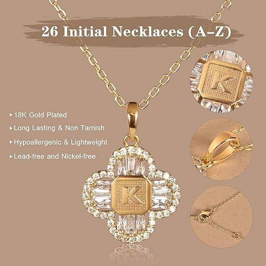 Collar de Iniciales Personalizado Oro 14K con Zirconia Cubica
