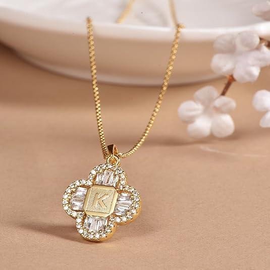 Collar de Iniciales Personalizado Oro 14K con Zirconia Cubica