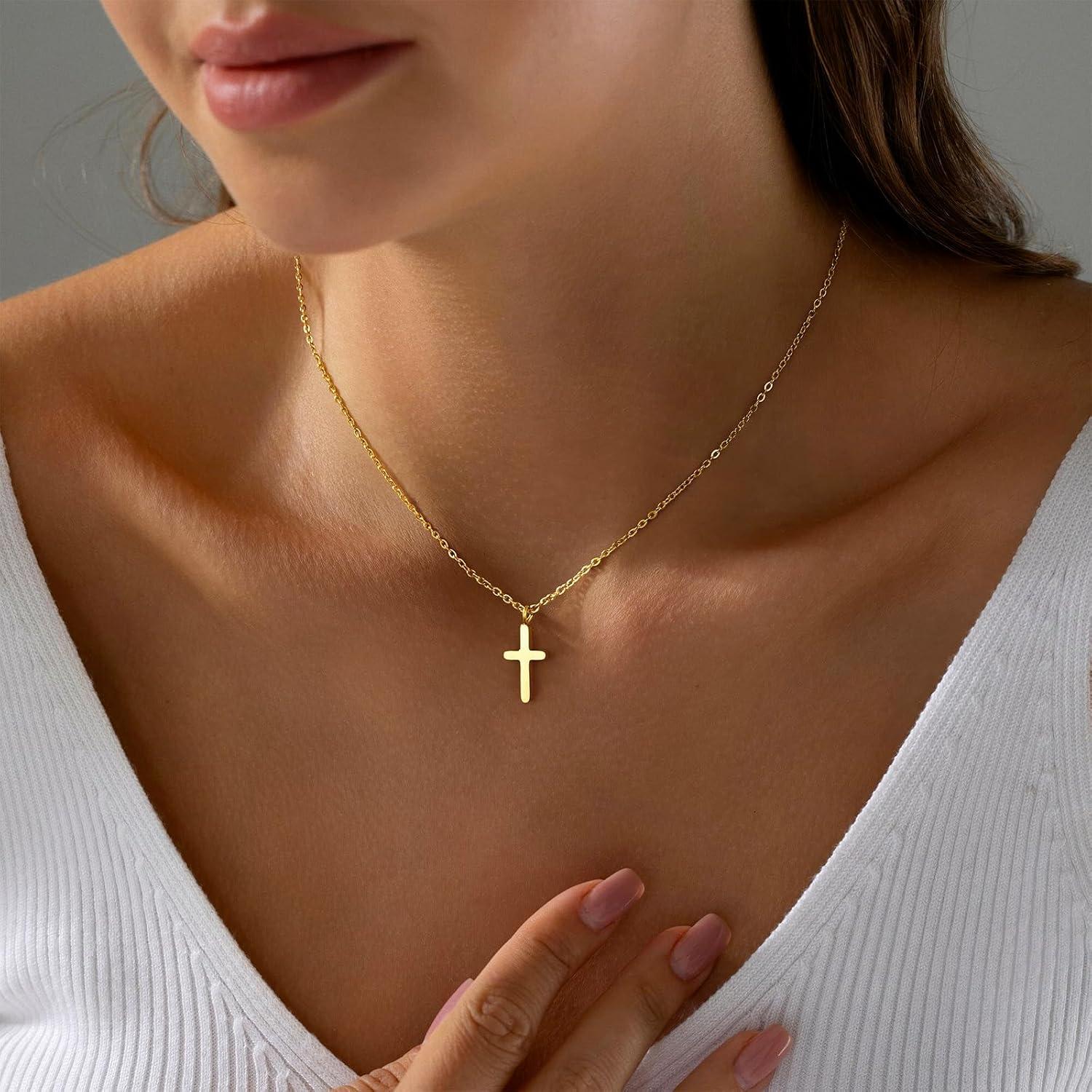 Collar Cruz de Oro 18K para Mujeres - Joyería Religiosa