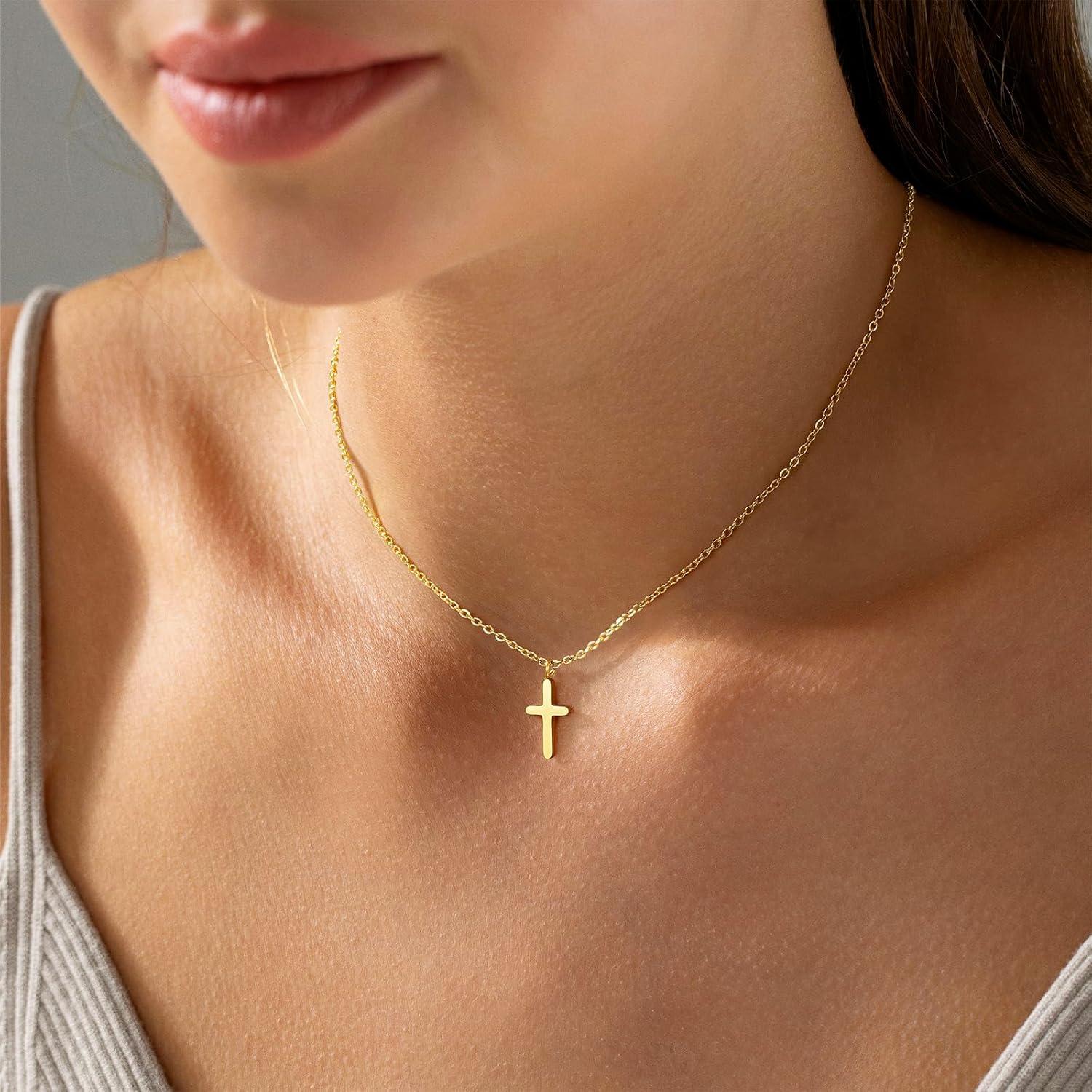 Collar Cruz de Oro 18K para Mujeres - Joyería Religiosa
