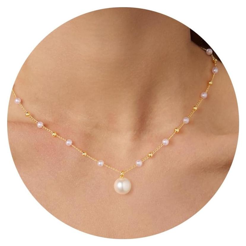 Collar de Perlas Yoosteel para Mujeres - Baño de Oro 14K