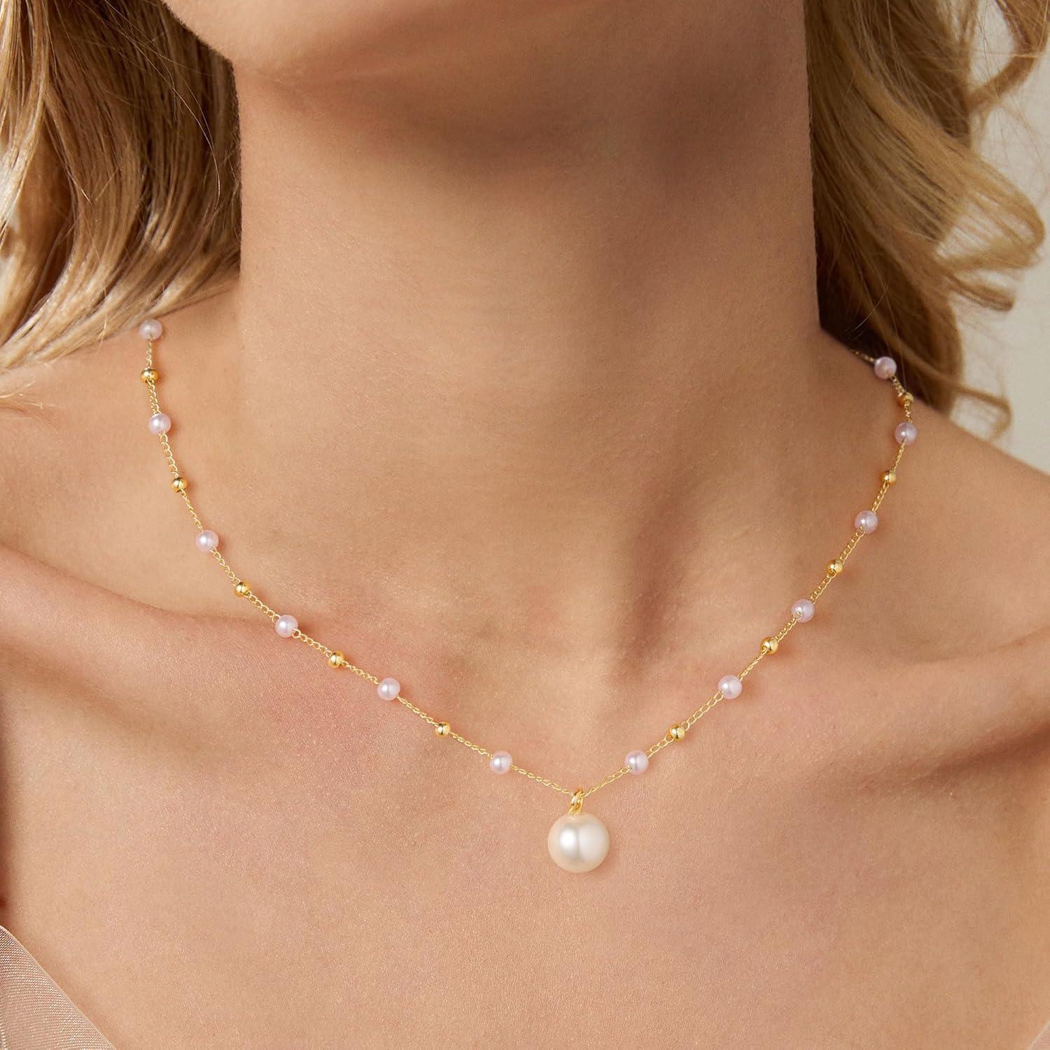 Collar de Perlas Yoosteel para Mujeres - Baño de Oro 14K