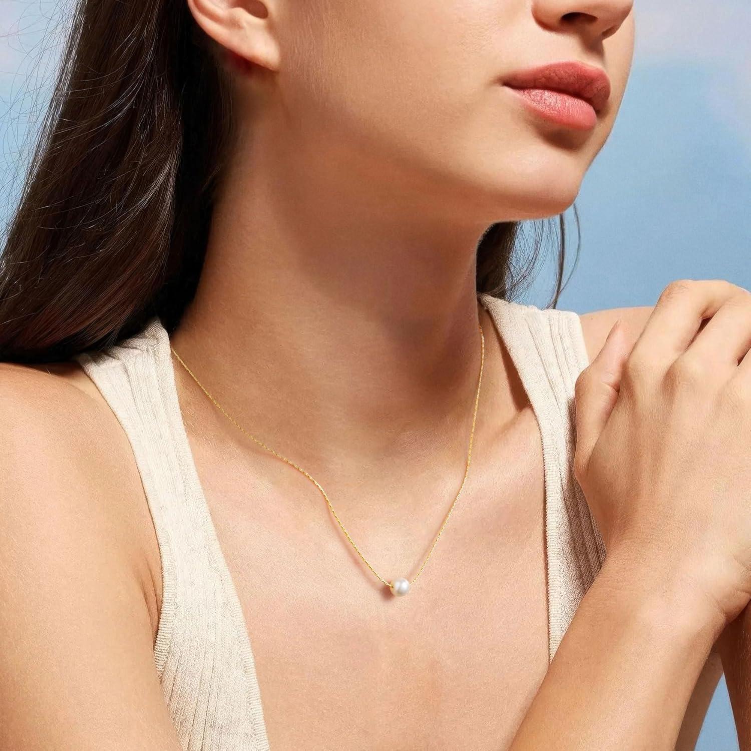 Collar de Perlas Yoosteel para Mujeres - Baño de Oro 14K