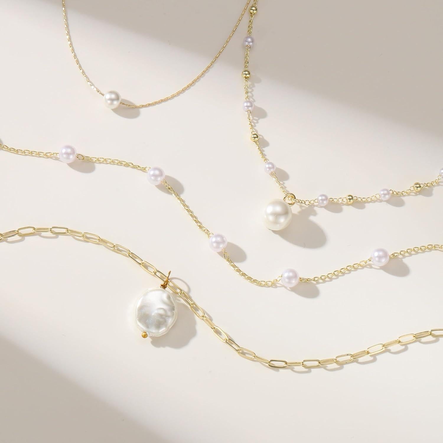 Collar de Perlas Yoosteel para Mujeres - Baño de Oro 14K