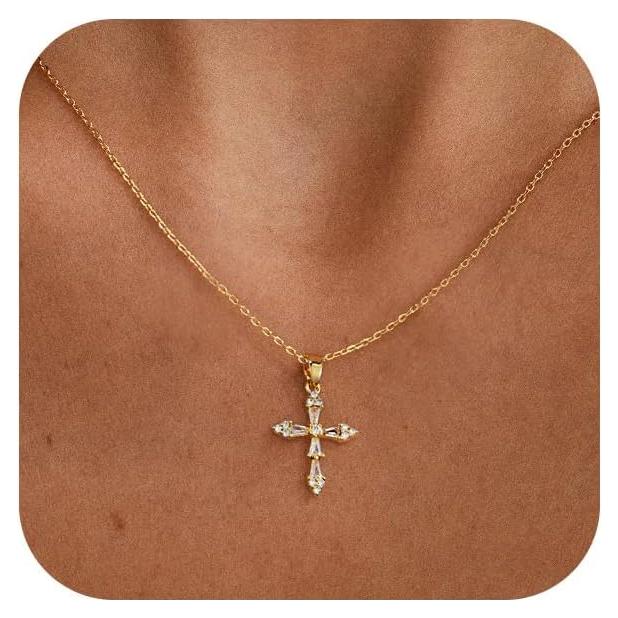 Collar Cruz de Oro VIROMY para Mujeres 41.91 cm Joyería Minimalista