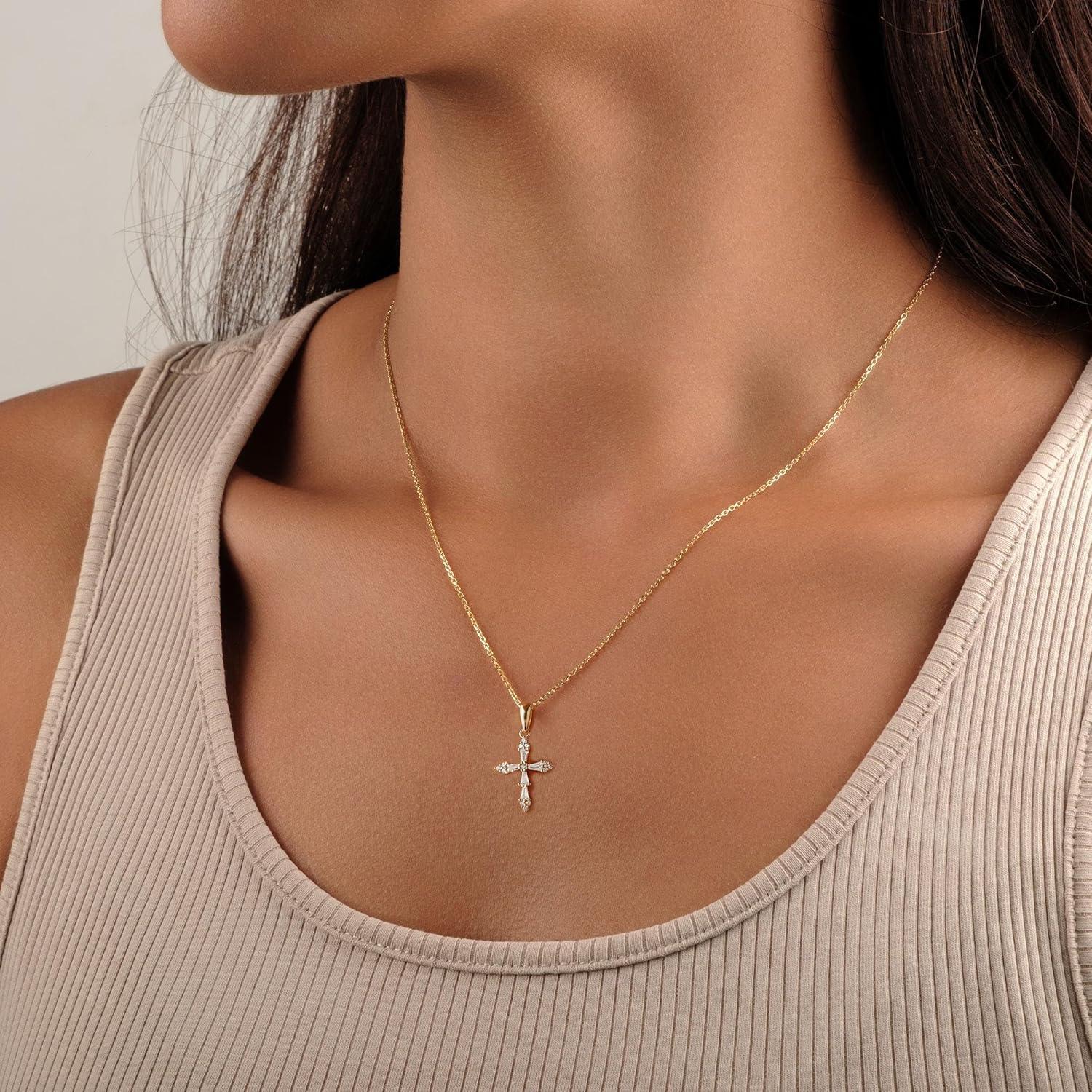 Collar Cruz de Oro VIROMY para Mujeres 41.91 cm Joyería Minimalista