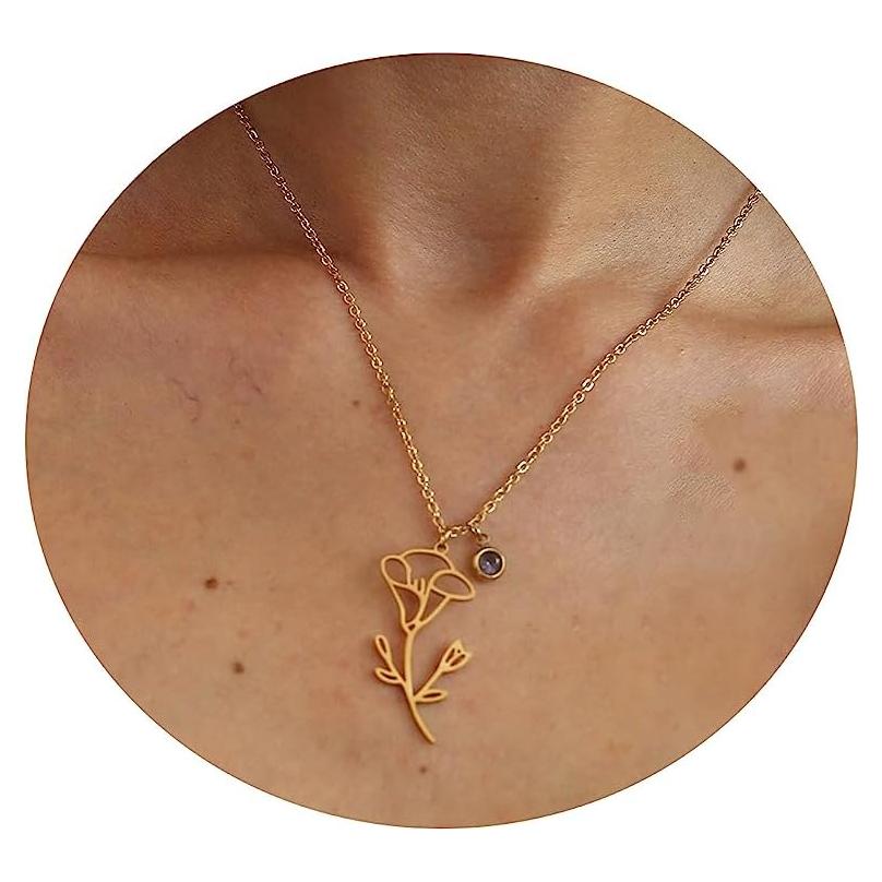 Collar de flor de nacimiento dorado 18K Foyjoey para mujeres