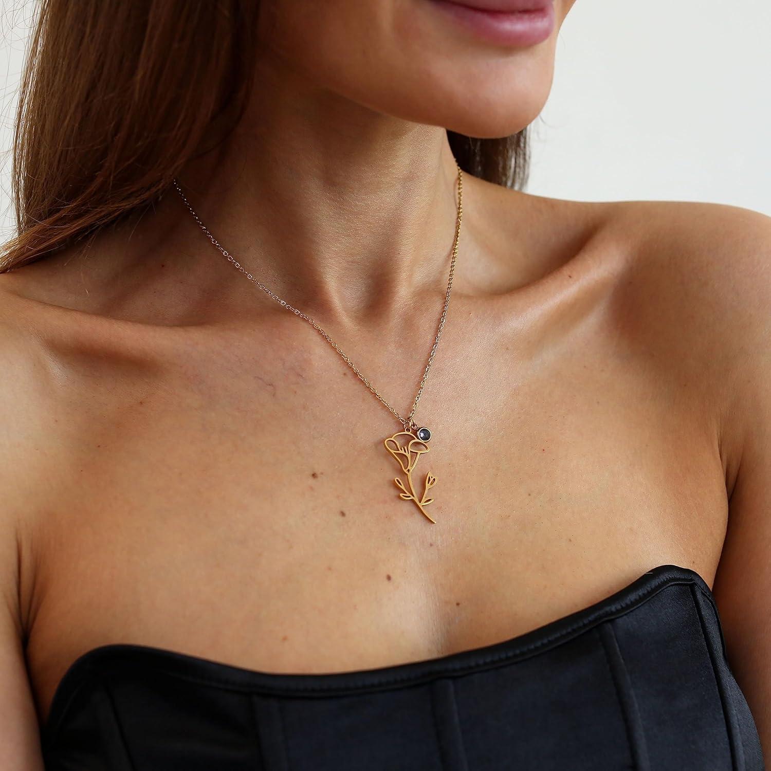 Collar de flor de nacimiento dorado 18K Foyjoey para mujeres