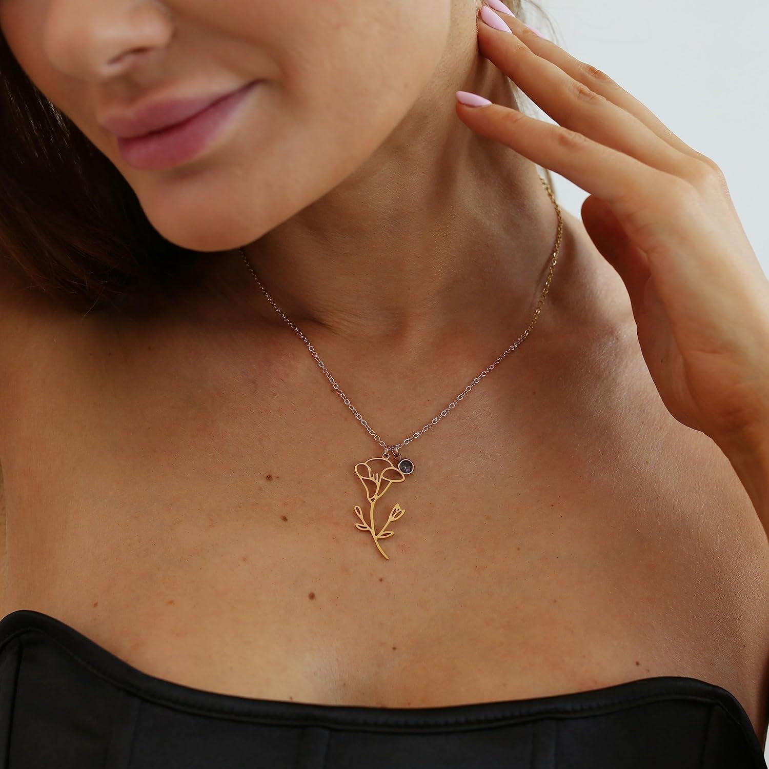 Collar de flor de nacimiento dorado 18K Foyjoey para mujeres