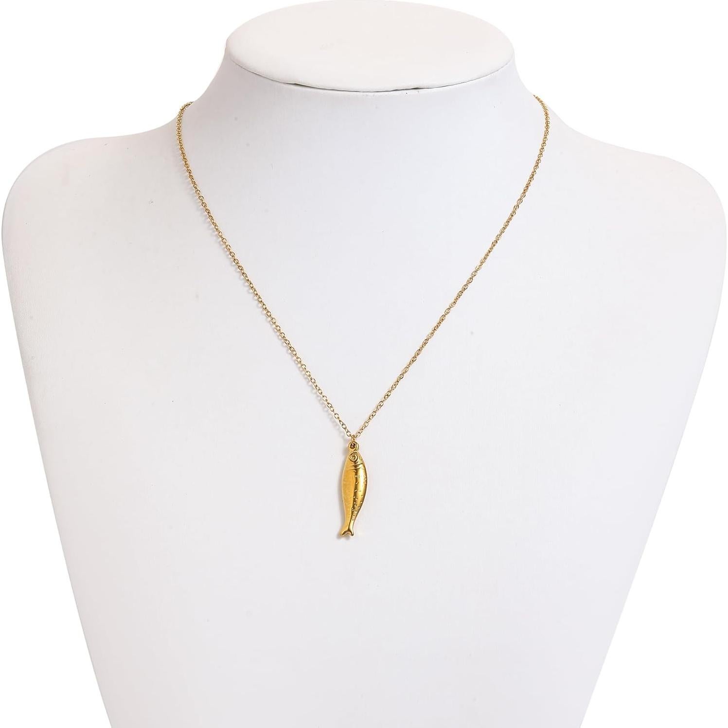Collar Minimalista de Oro 14K con Colgante de Pez para Mujeres