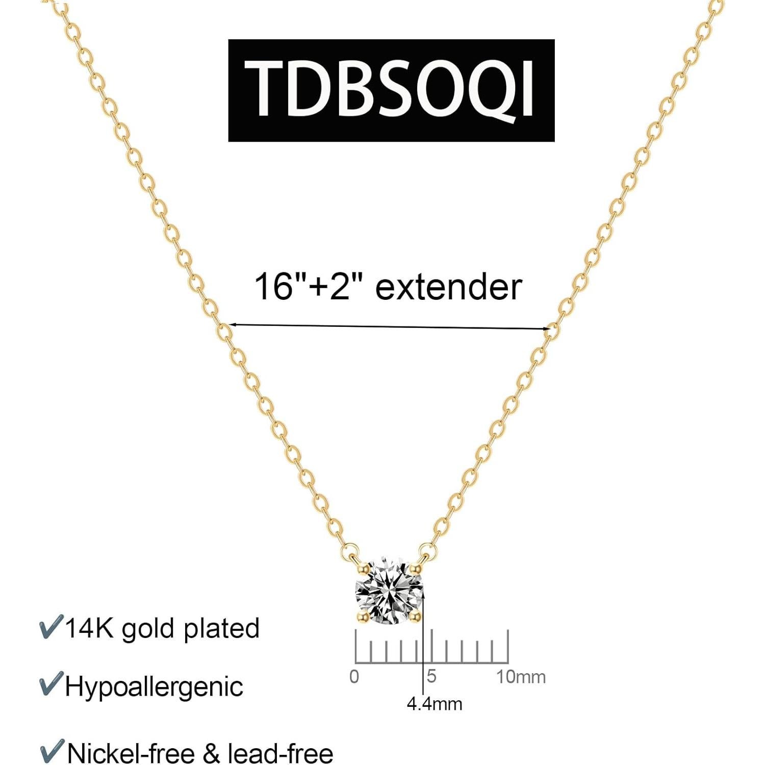 Collar de Oro 14k con Colgante de Circonita para Mujeres