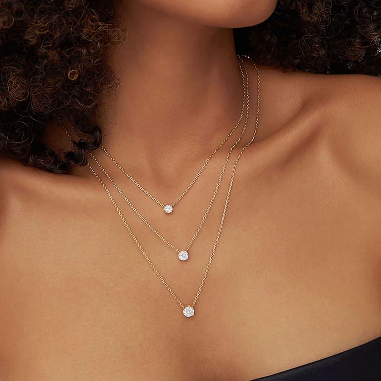 Collar de Oro 14k con Colgante de Circonita para Mujeres