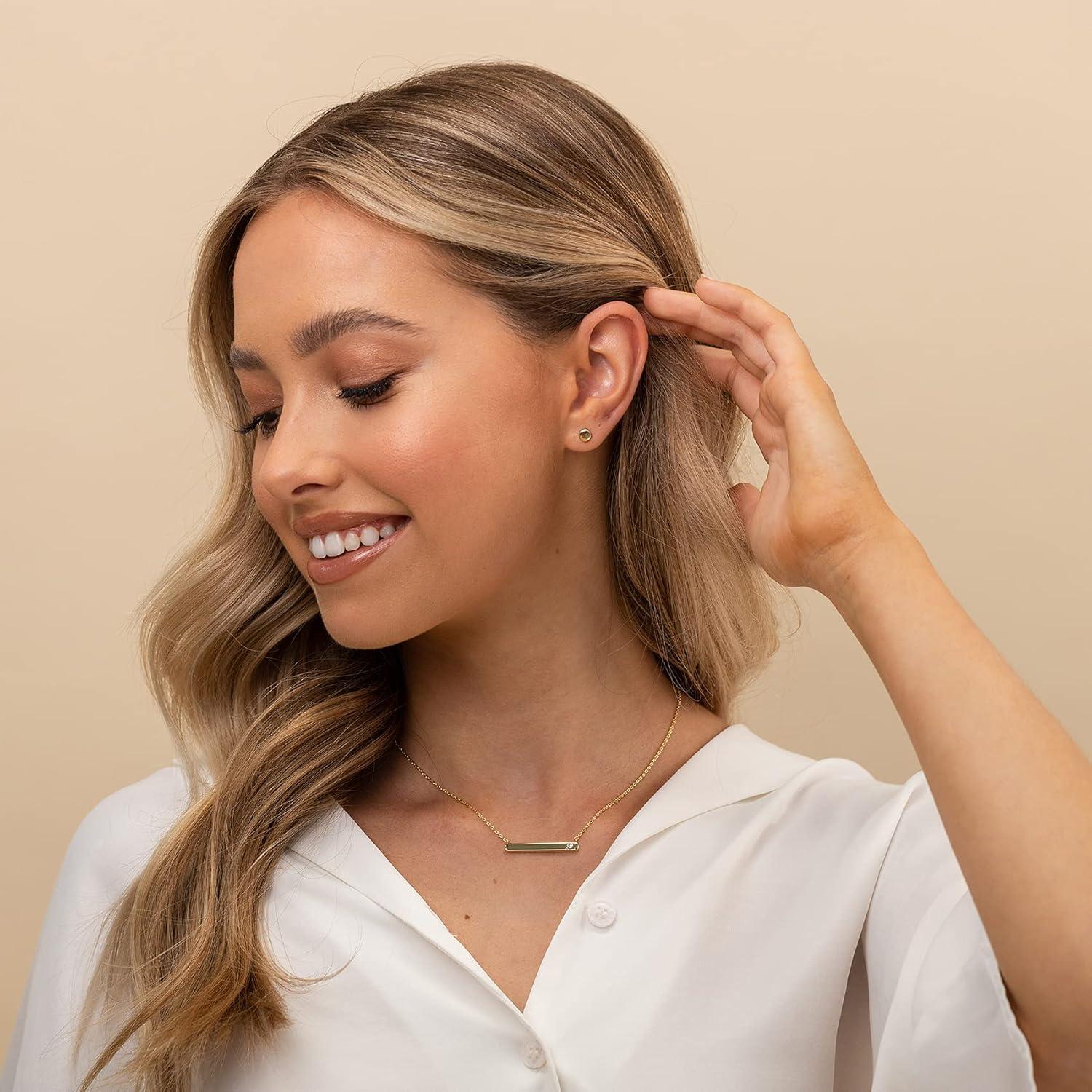 Collar de barra de cristal de nacimiento abril PAVOI 14K oro