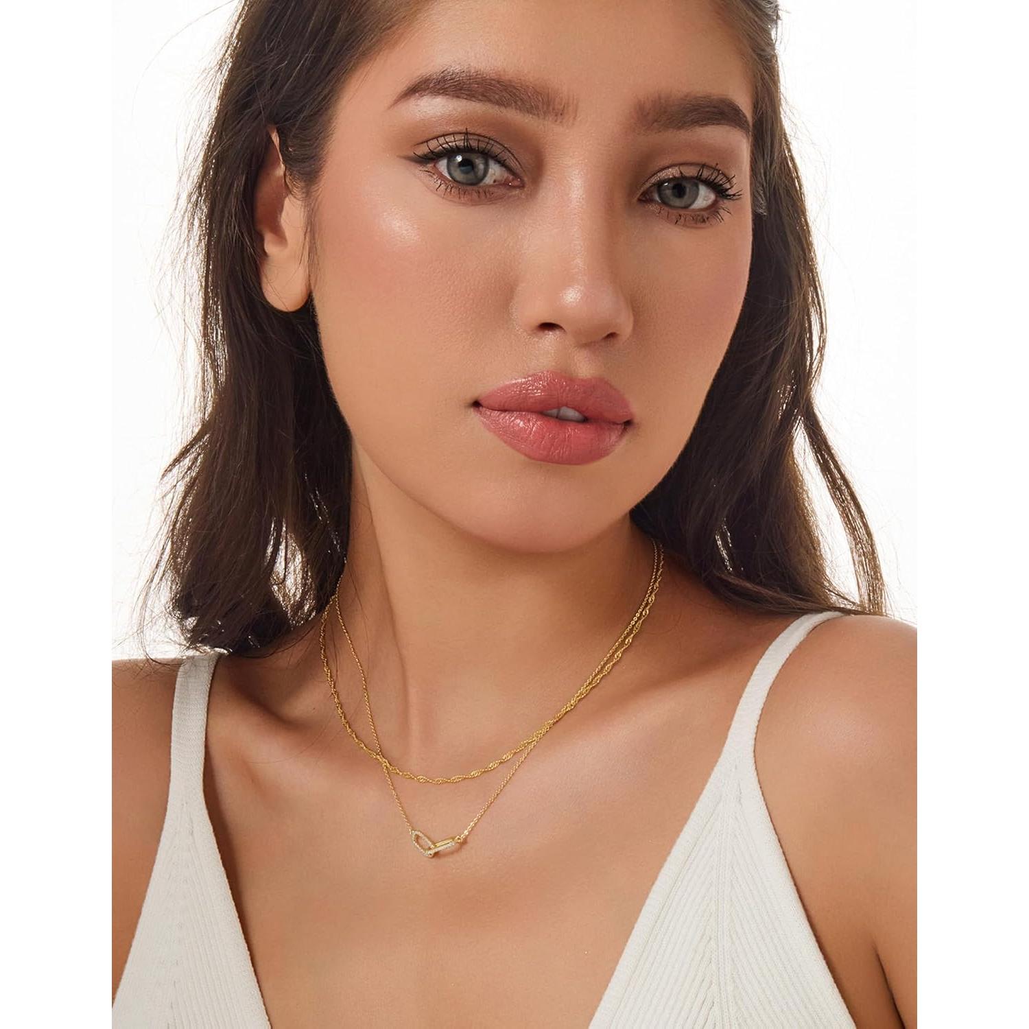 Collar Dainty de Oro 14K para Mujeres Ajustable Choker