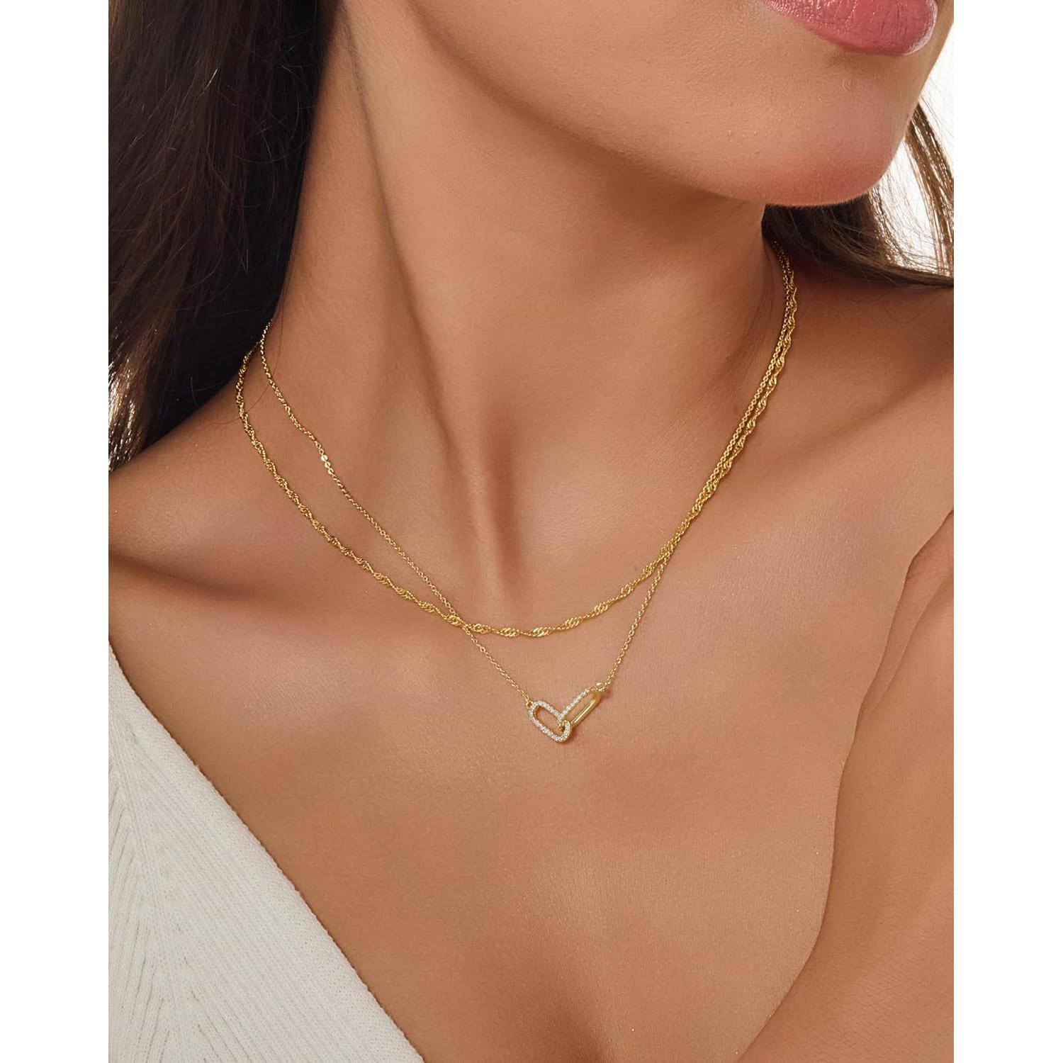 Collar Dainty de Oro 14K para Mujeres Ajustable Choker