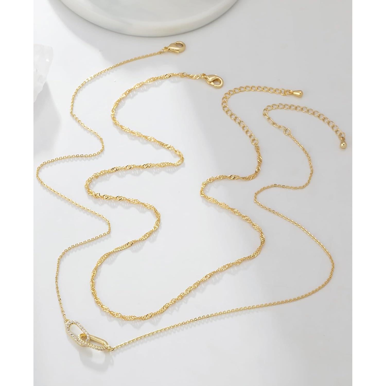 Collar Dainty de Oro 14K para Mujeres Ajustable Choker