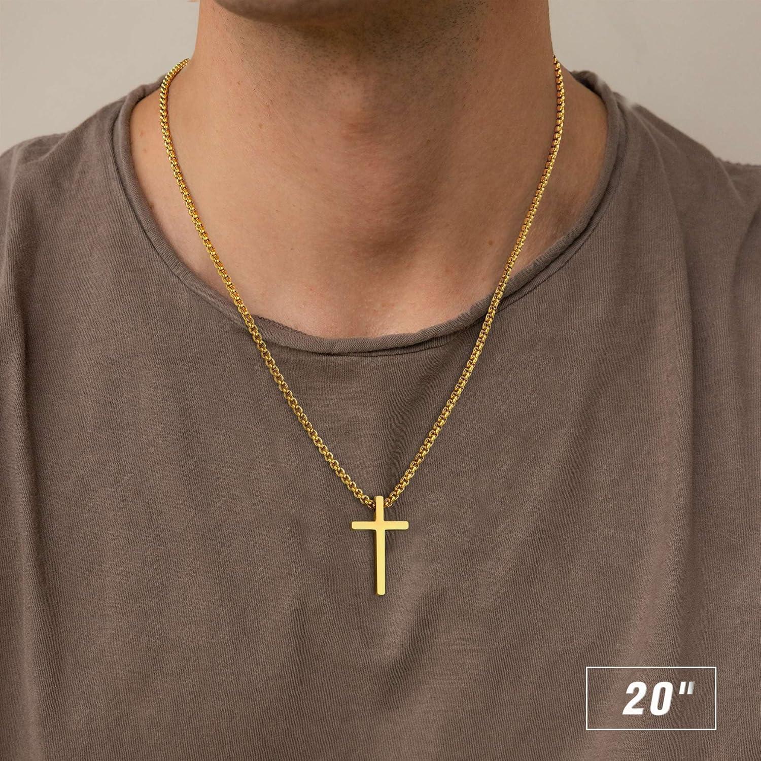 Collar de Cruz M MOOHAM para Hombres Acero Inoxidable 45.72 cm