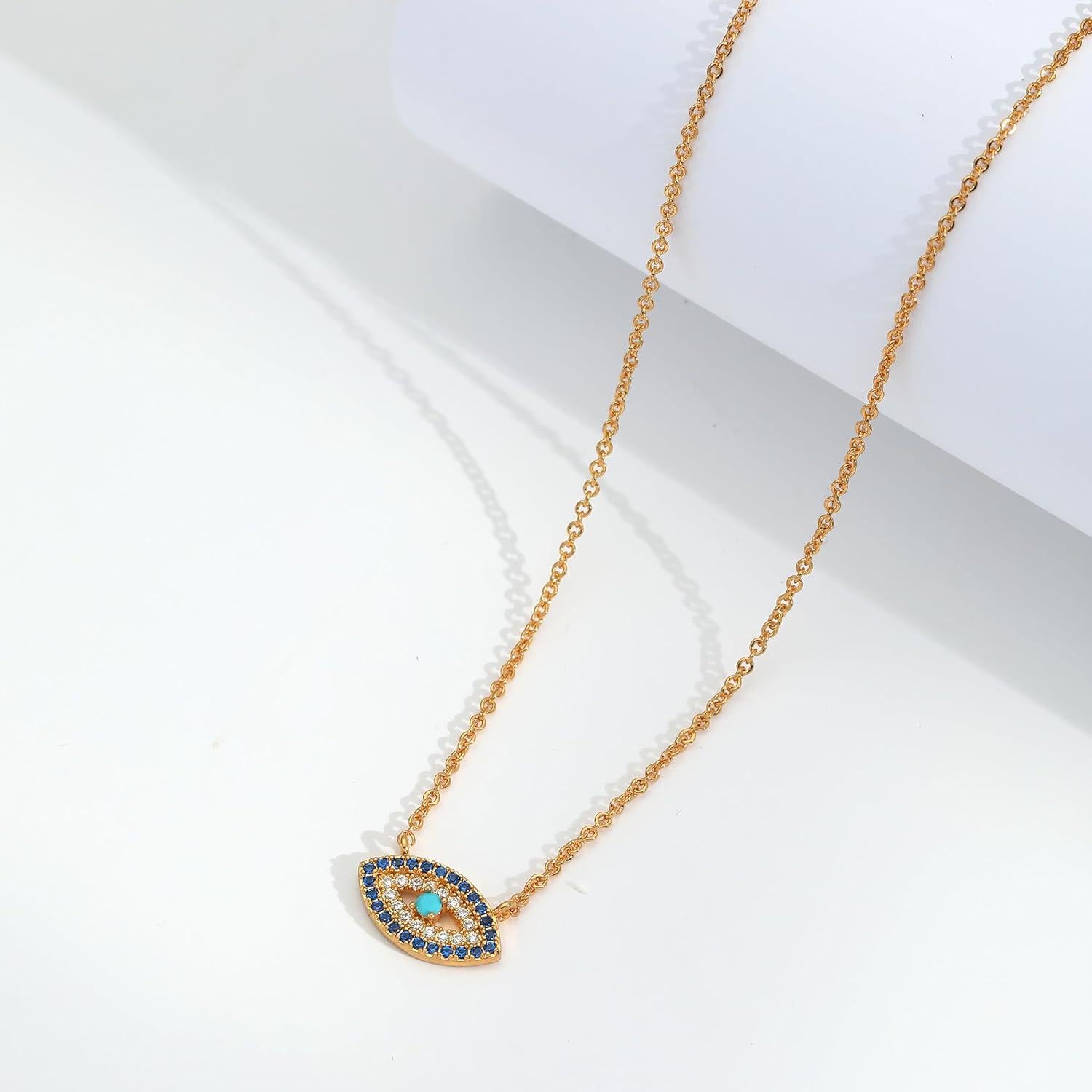 Collar Dainty Ojo Maligno Dorado Caenyo 44.9 cm 14K