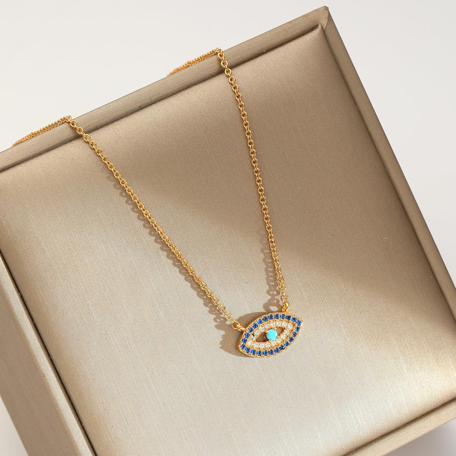 Collar Dainty Ojo Maligno Dorado Caenyo 44.9 cm 14K