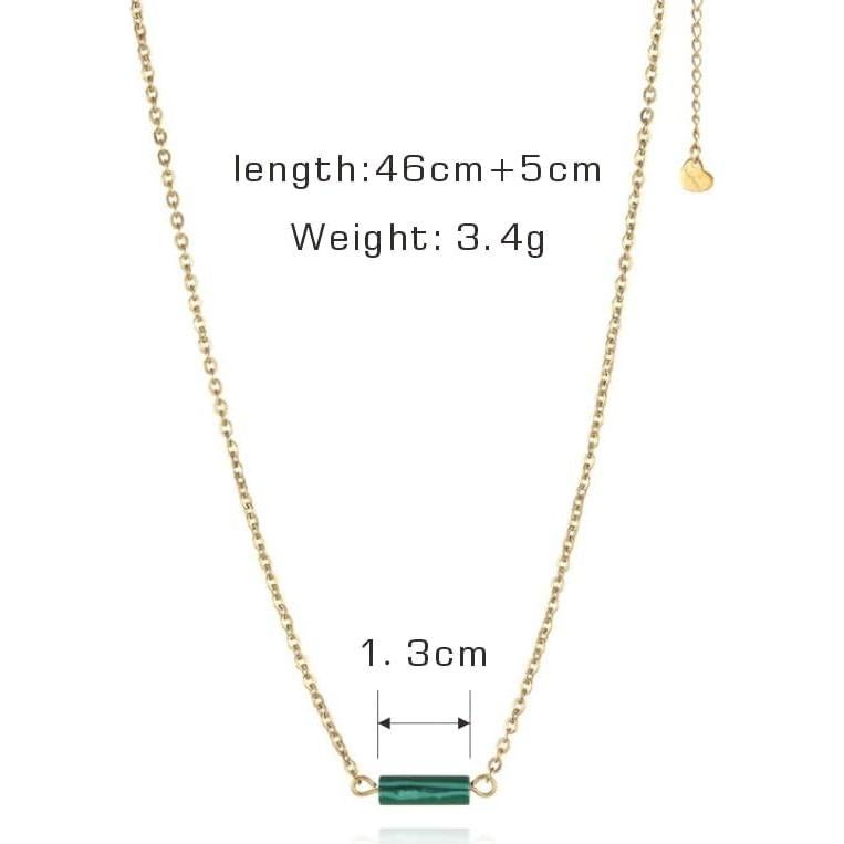 Natural Stone Pendant Necklace – Genuine Cylindrical Gemstone on 18k Gold-Plated Stainless Steel Chain – Minimalist Summer Women’s Fashion Jewelry