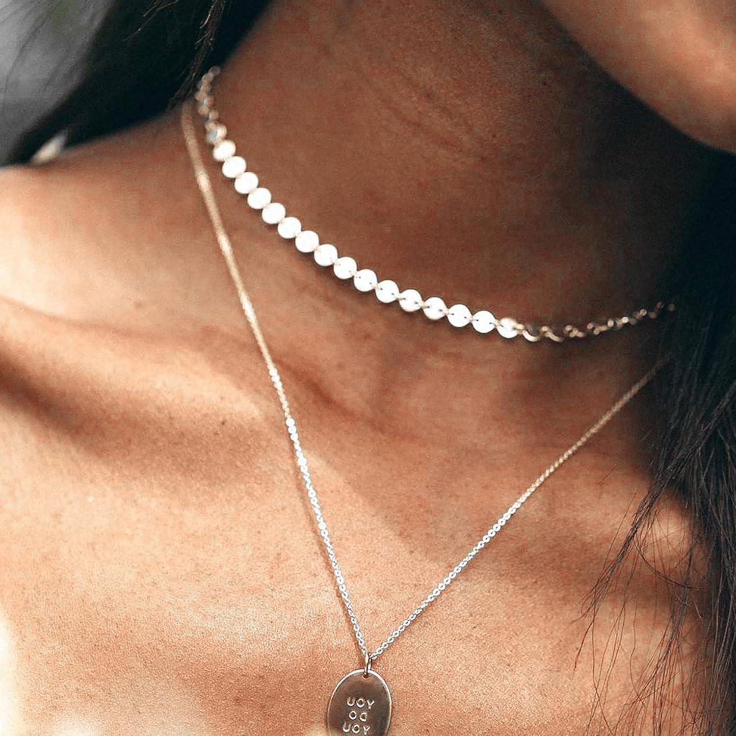 Collar Choker Dainty de Oro 14K y Plata Esterlina Ajustable