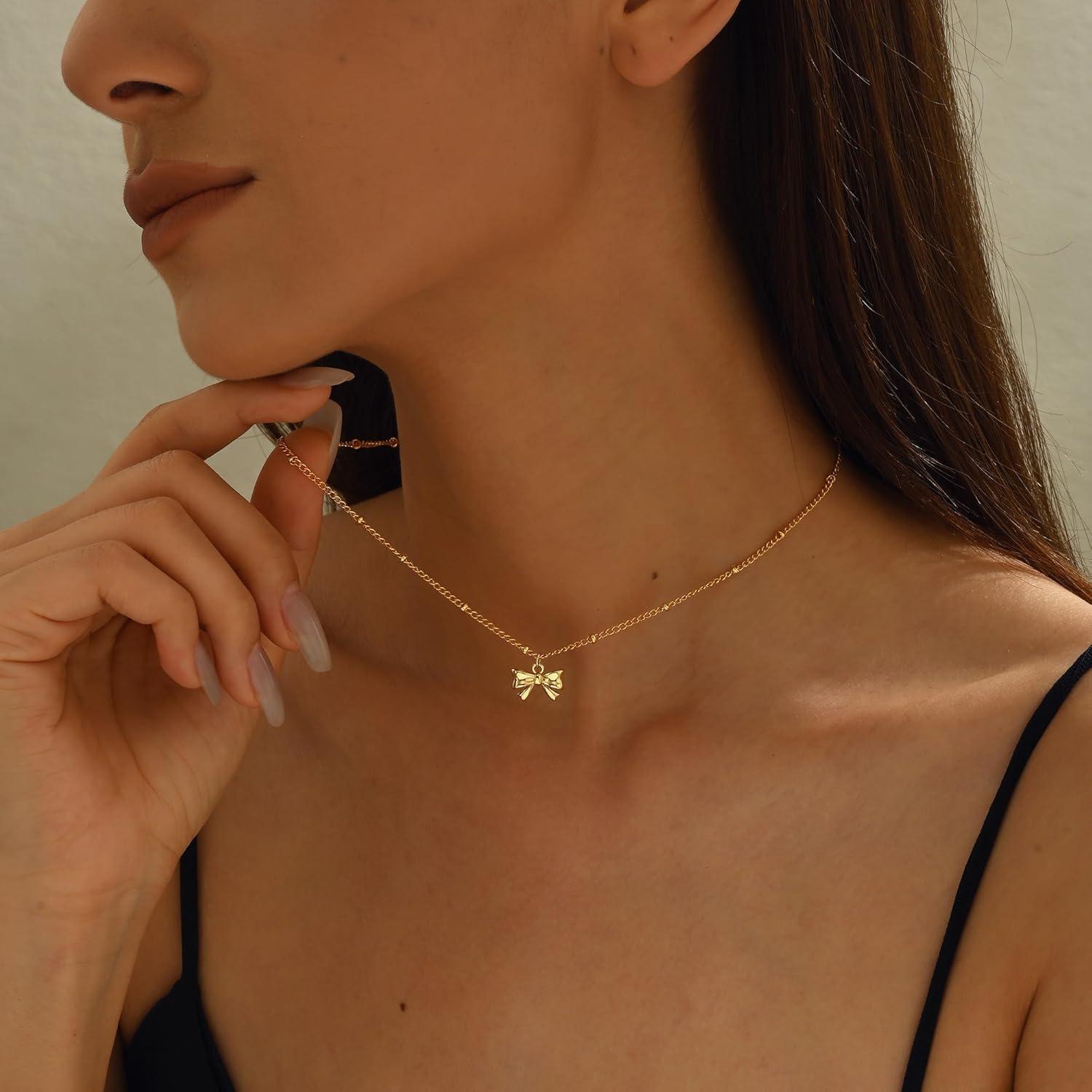 Collar choker dorado de arco 14K para mujeres - Joyería elegante