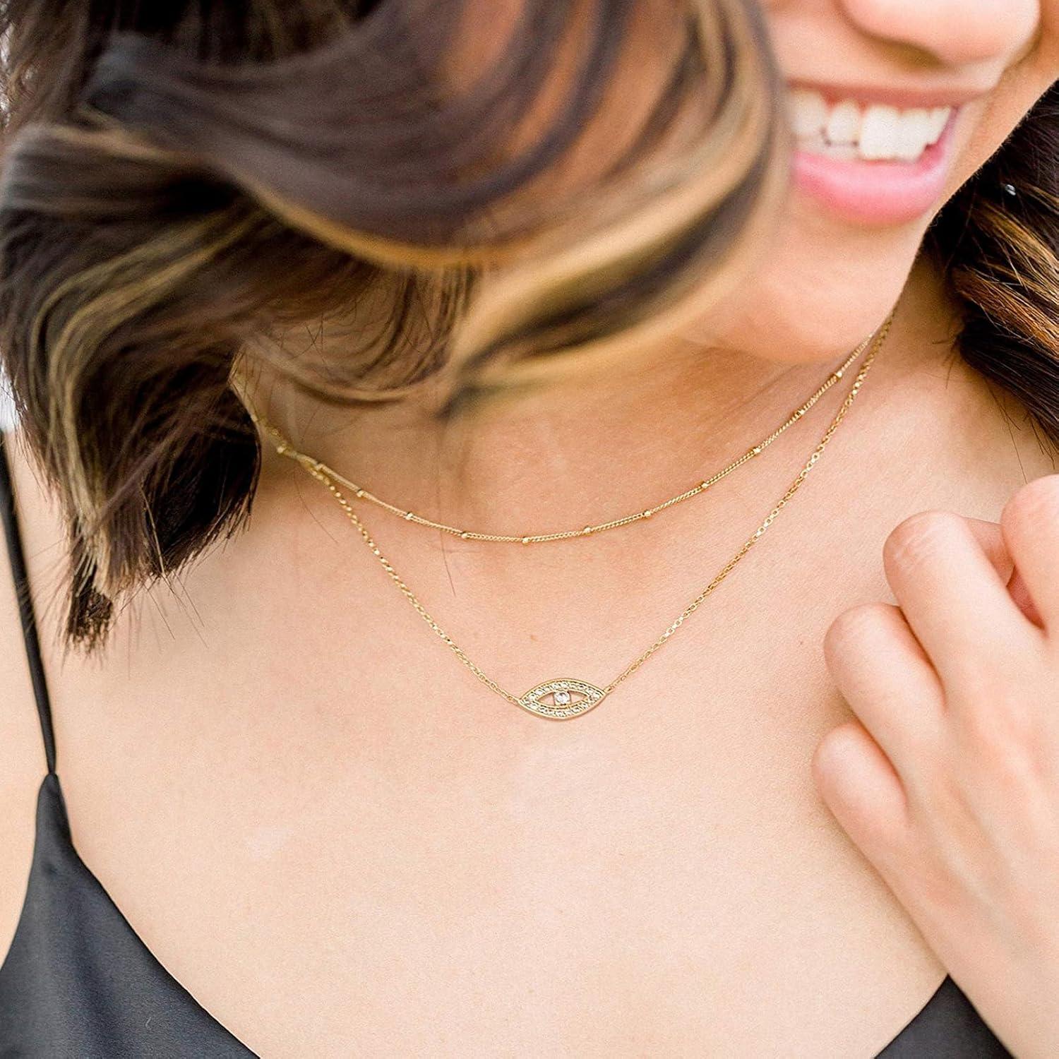 Collar BENEIGE Gold Ojo Maligno 14K para Mujeres 44.45 cm