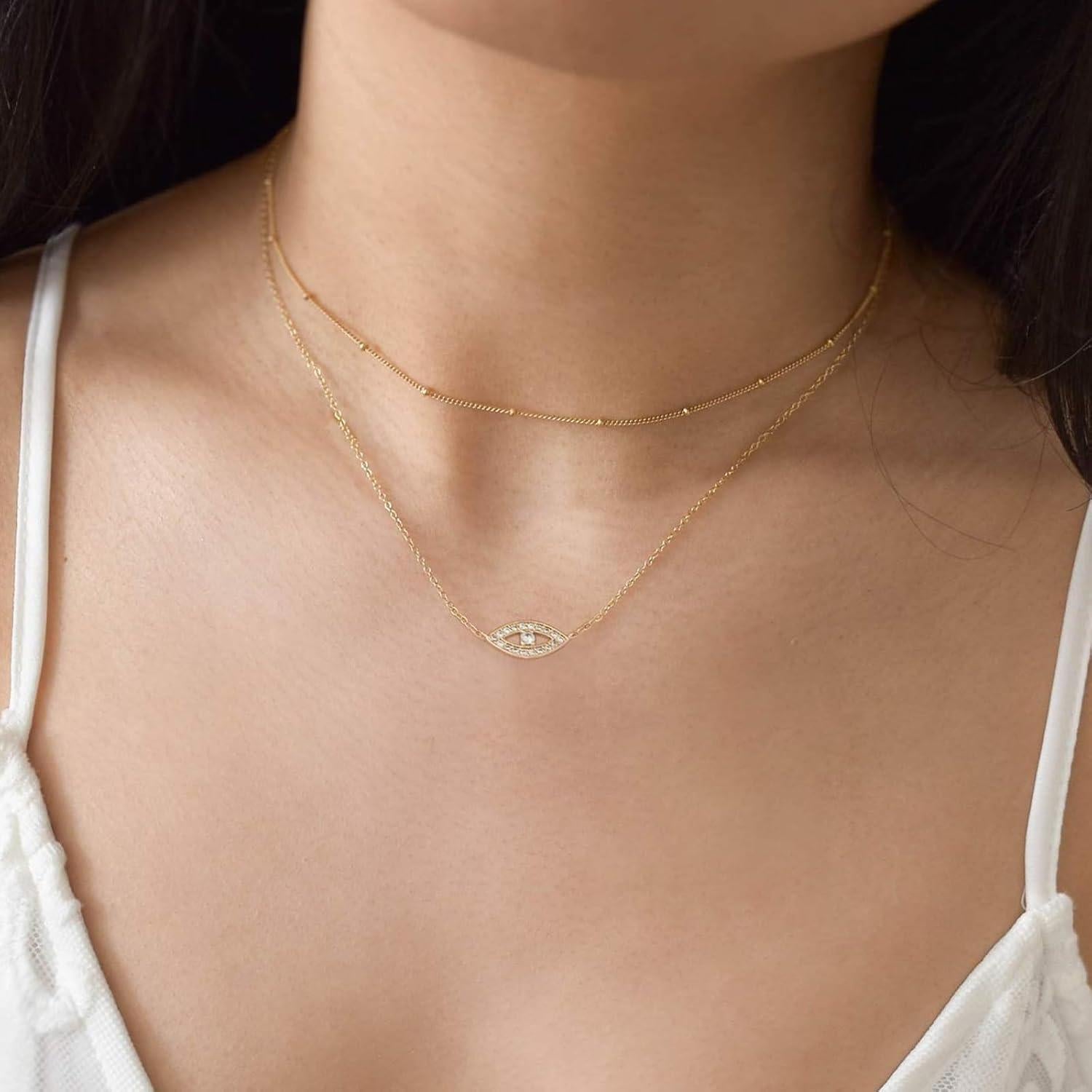 Collar BENEIGE Gold Ojo Maligno 14K para Mujeres 44.45 cm