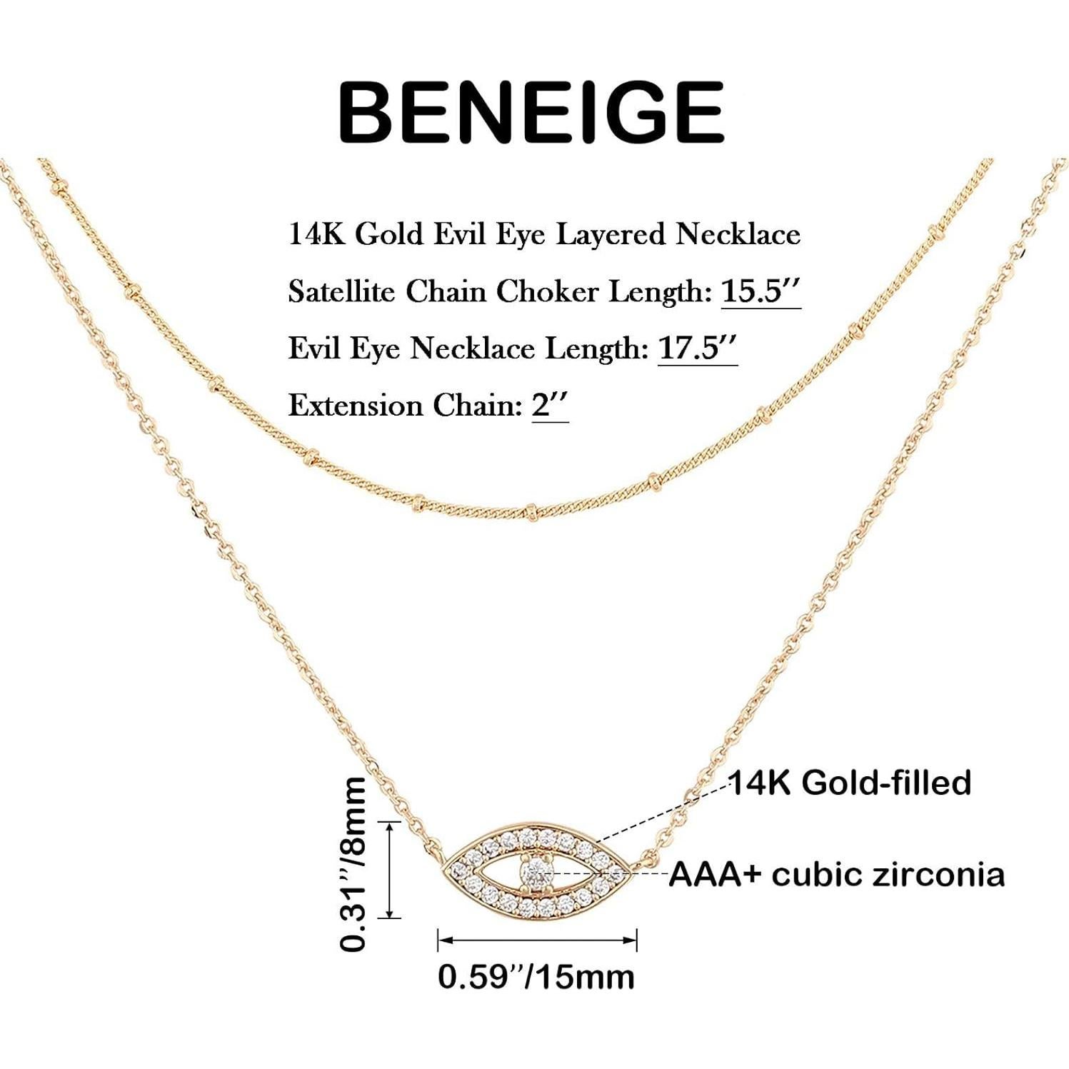 Collar BENEIGE Gold Ojo Maligno 14K para Mujeres 44.45 cm