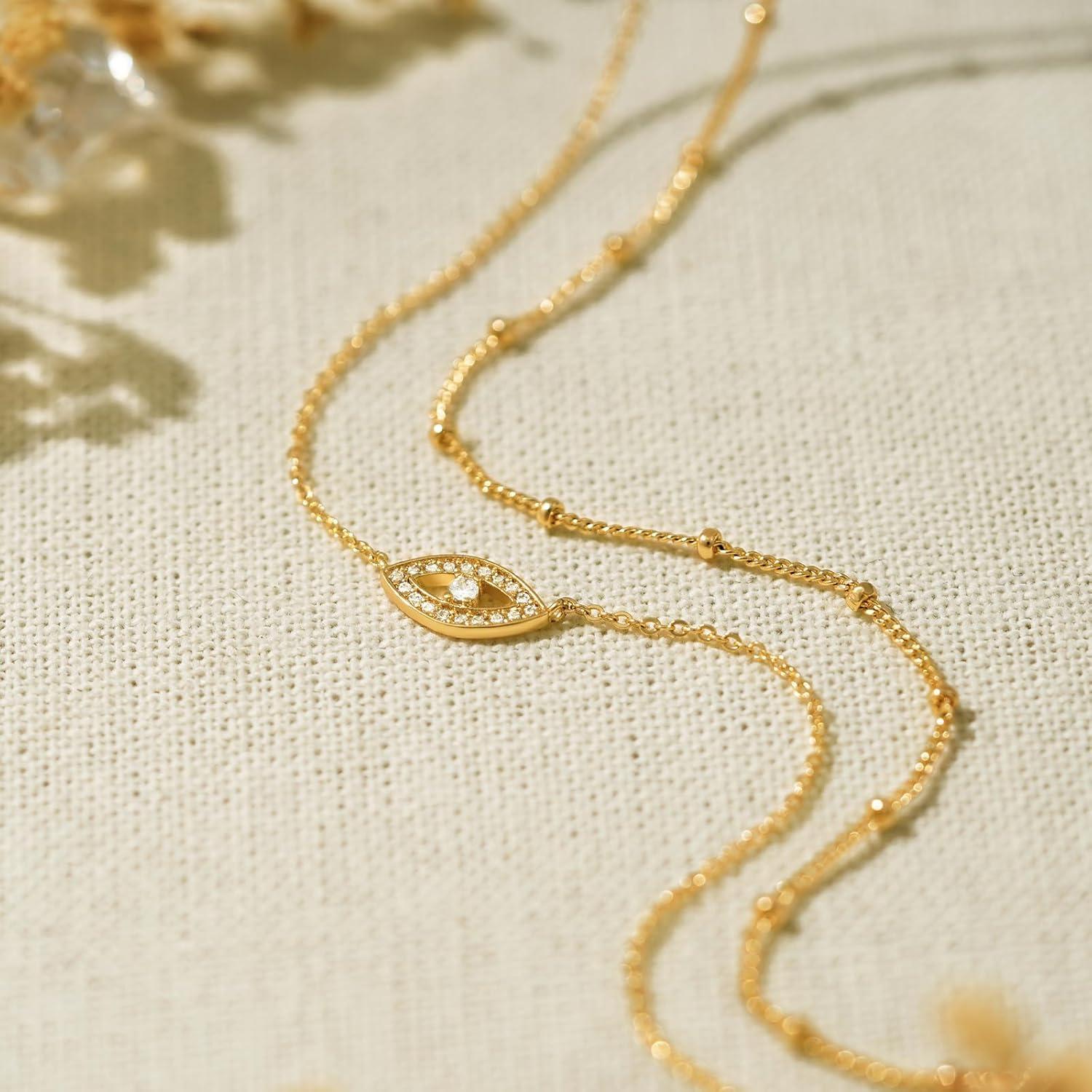 Collar BENEIGE Gold Ojo Maligno 14K para Mujeres 44.45 cm