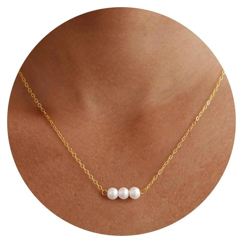 Collar de Perlas de Oro 18K FIMHUT 35.56cm para Mujeres