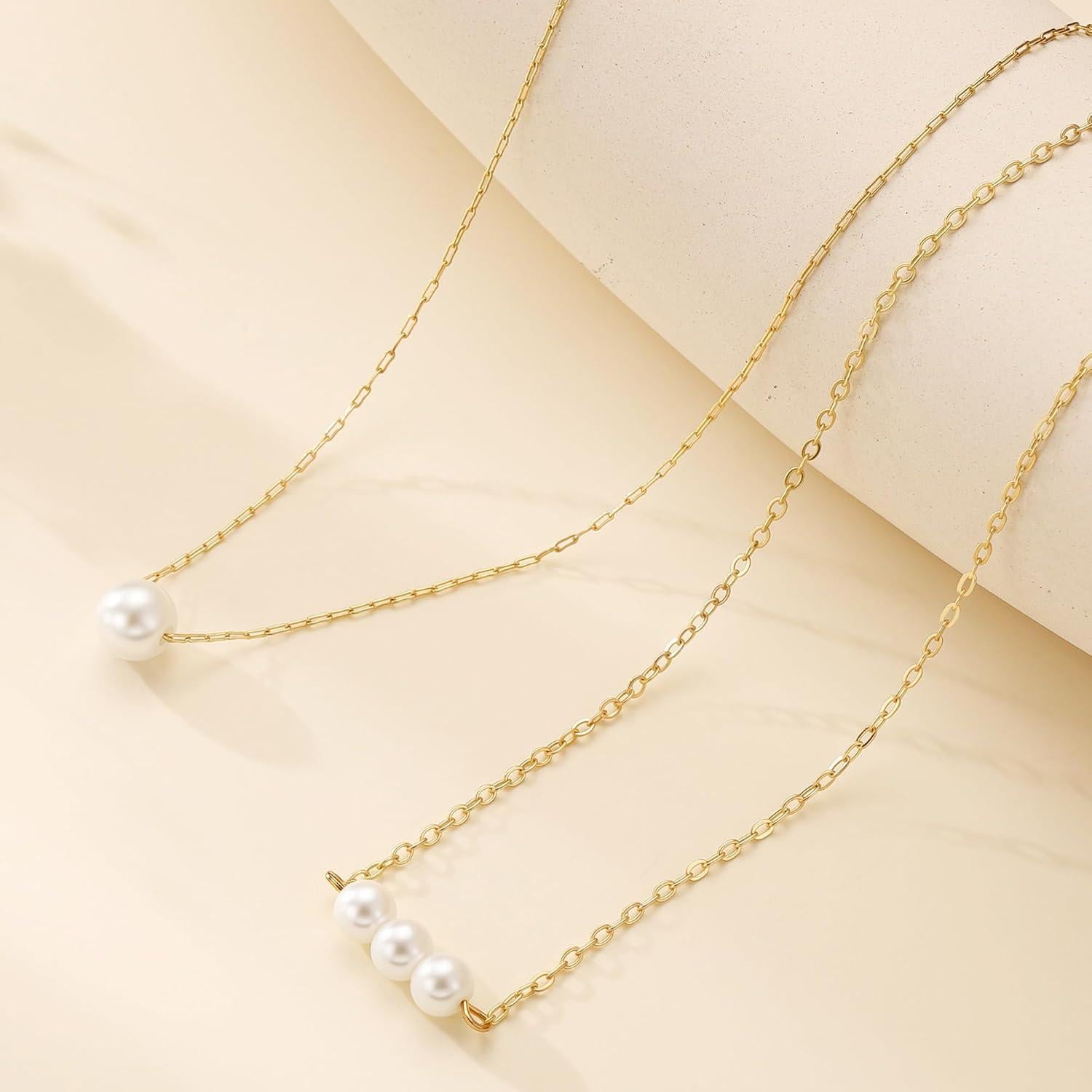 Collar de Perlas de Oro 18K FIMHUT 35.56cm para Mujeres