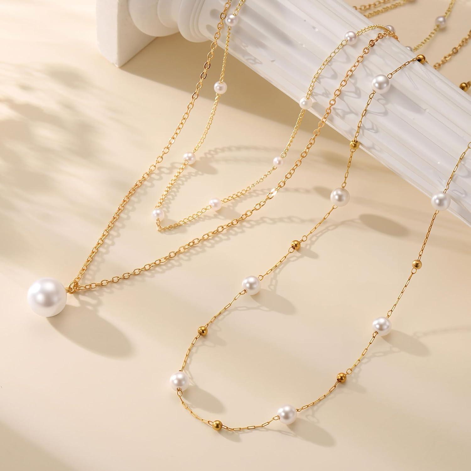 Collar de Perlas de Oro 18K FIMHUT 35.56cm para Mujeres