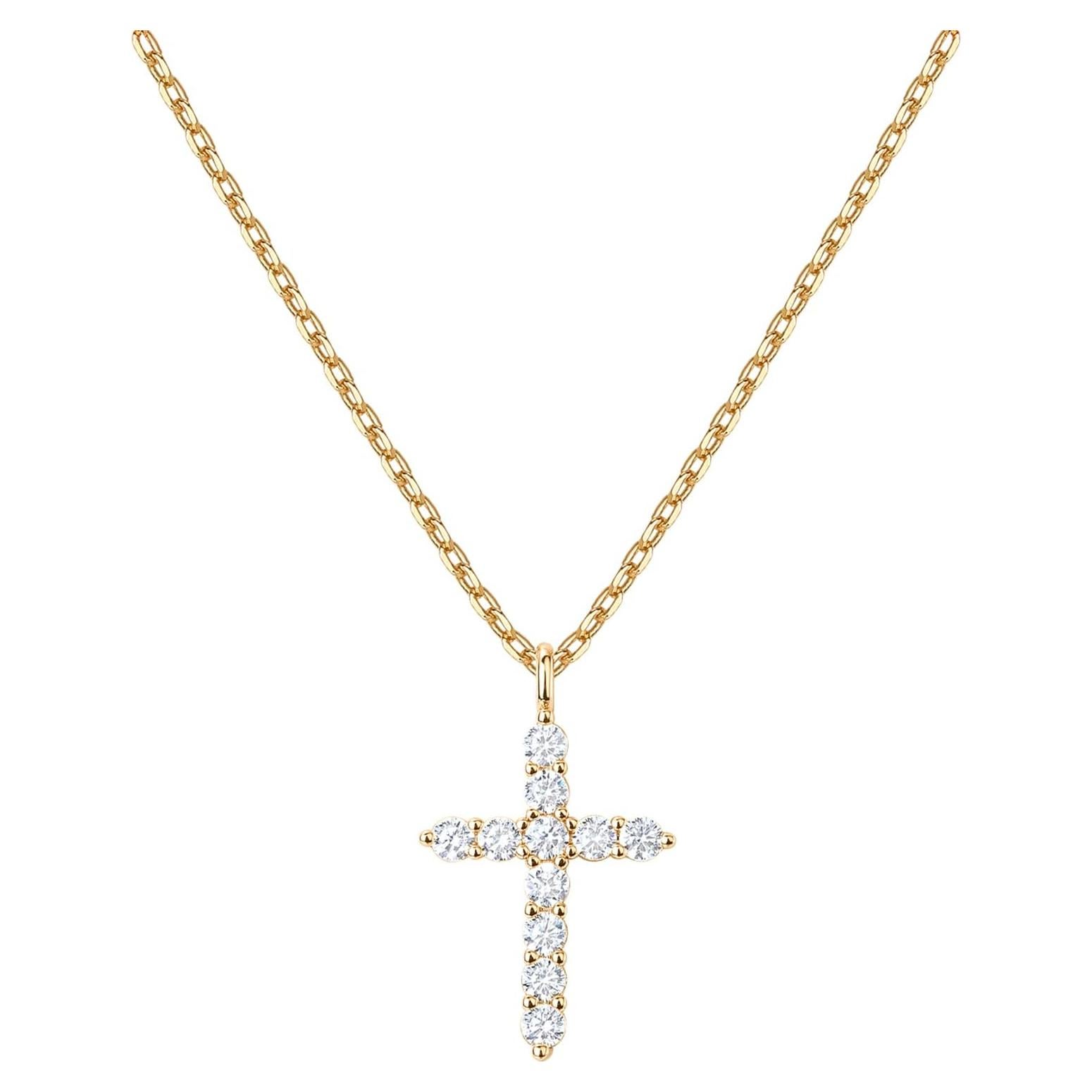 Collar de Cruz de Zirconia Cúbica Baño de Oro 14K para Mujeres