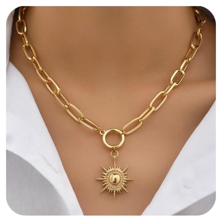 Collar de Oro 18K Nojess con Colgante de Girasol para Mujeres