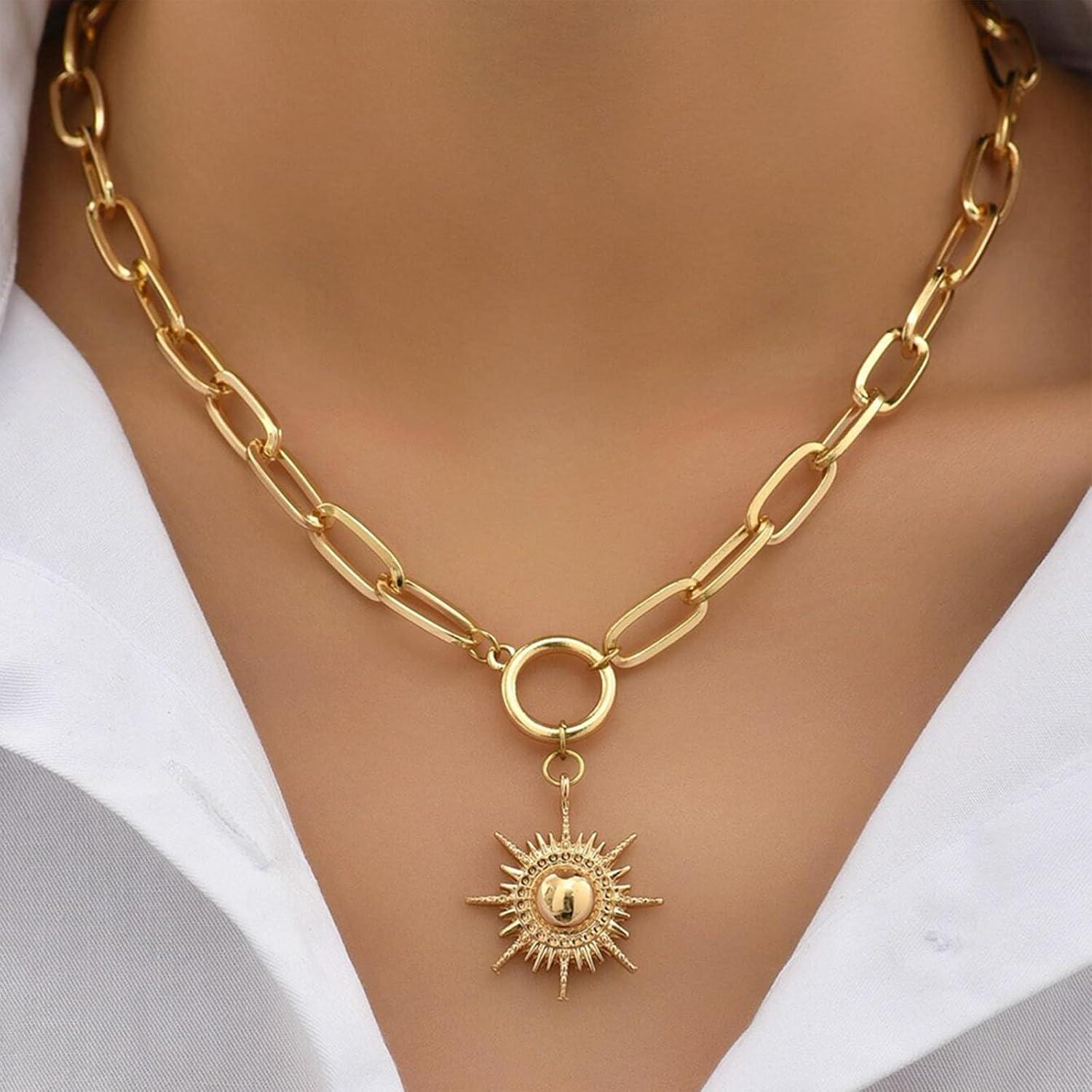Collar de Oro 18K Nojess con Colgante de Girasol para Mujeres