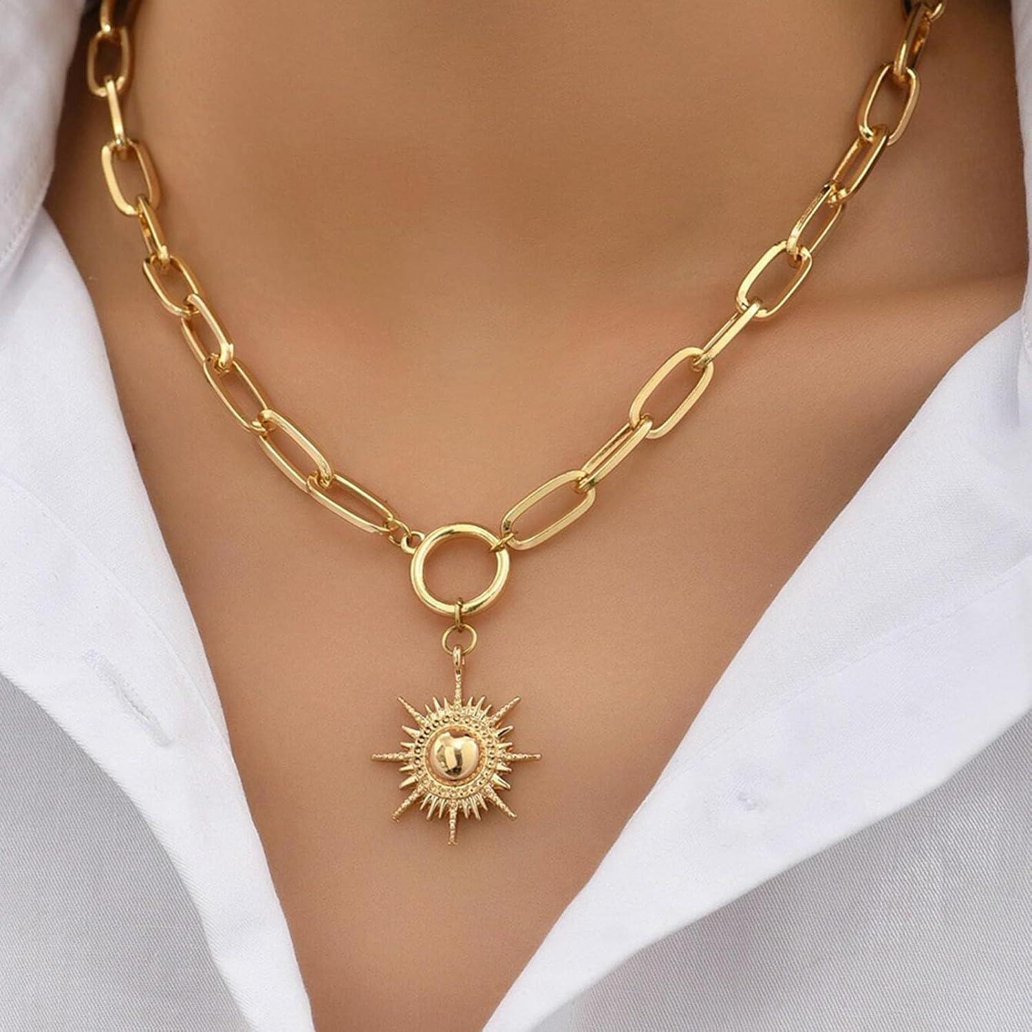 Collar de Oro 18K Nojess con Colgante de Girasol para Mujeres