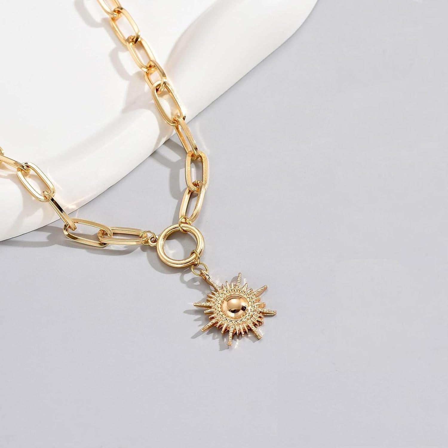 Collar de Oro 18K Nojess con Colgante de Girasol para Mujeres