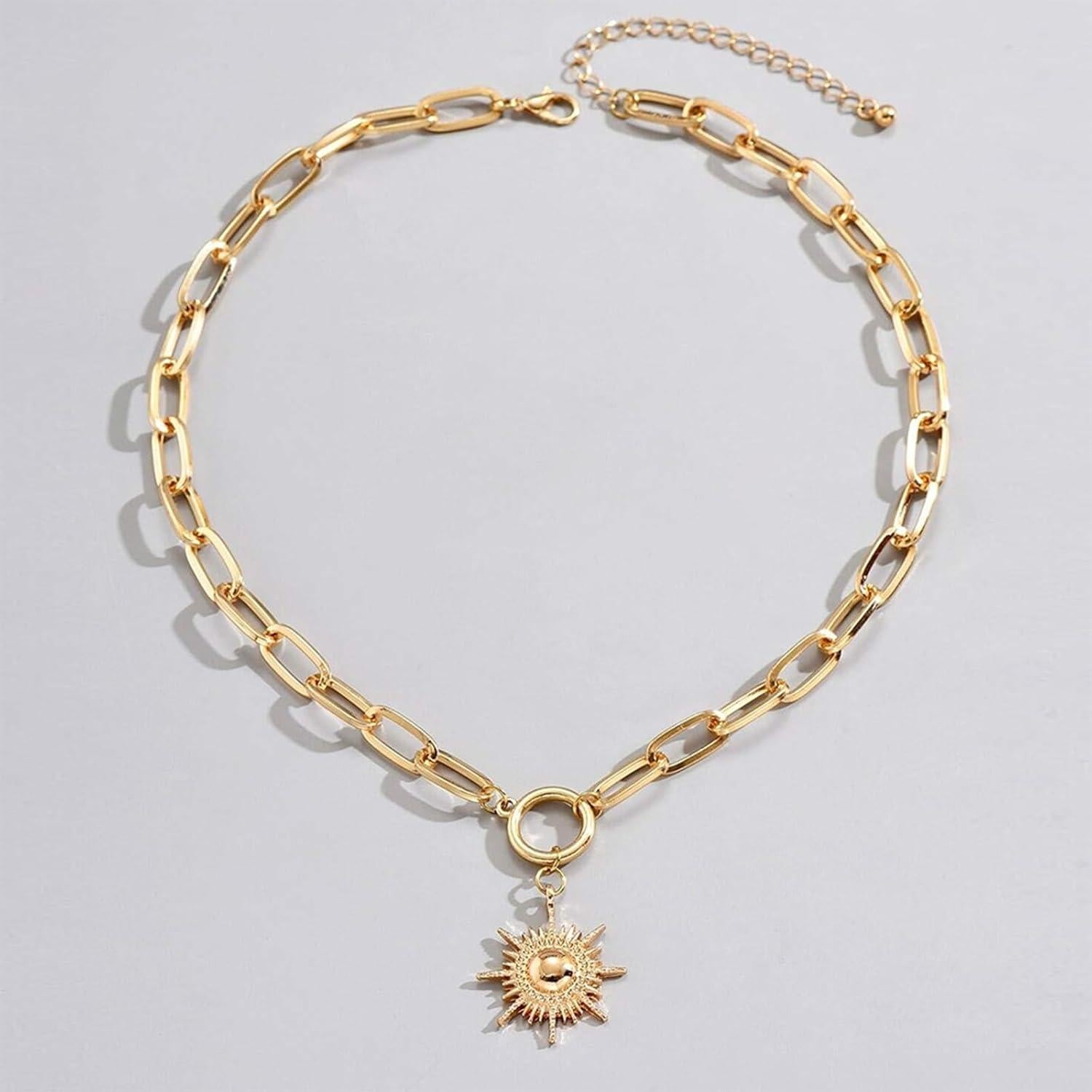 Collar de Oro 18K Nojess con Colgante de Girasol para Mujeres