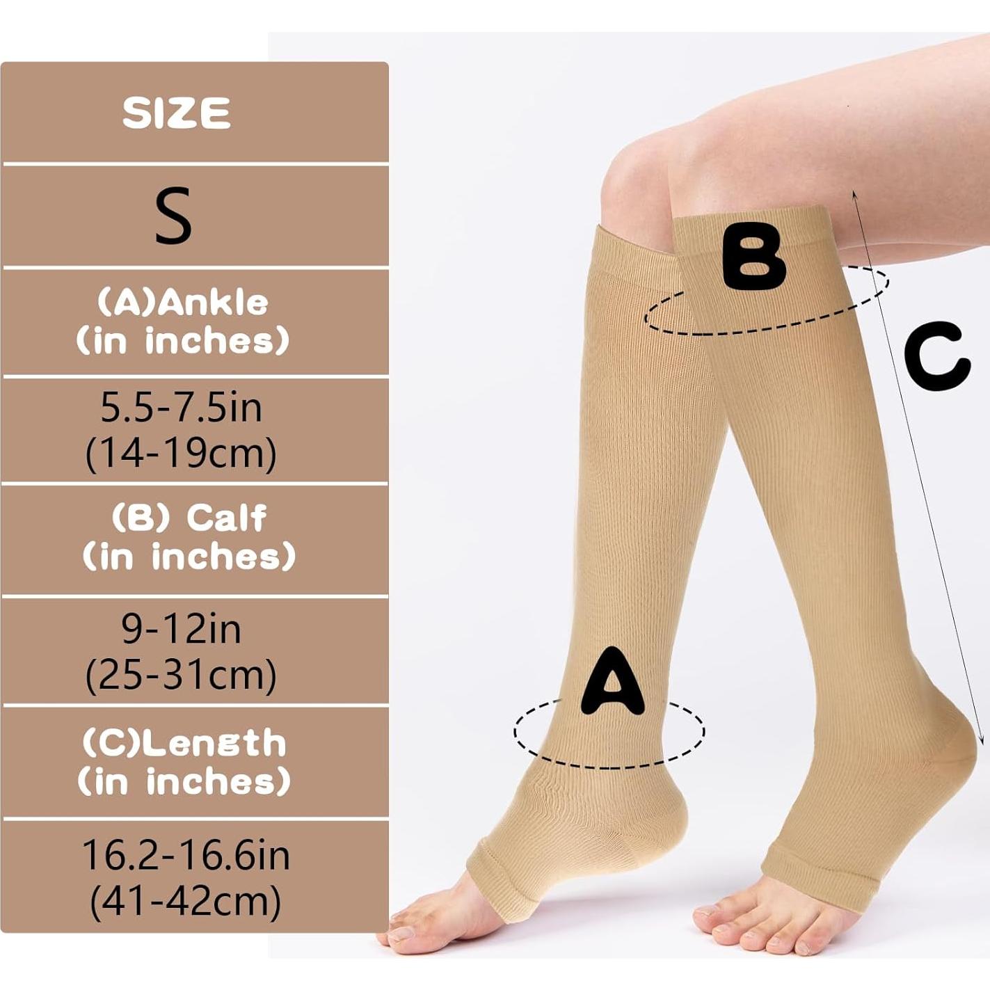 Calcetines de Compresión Dimeho Punta Abierta 15-20 mmHg 2 Pairs