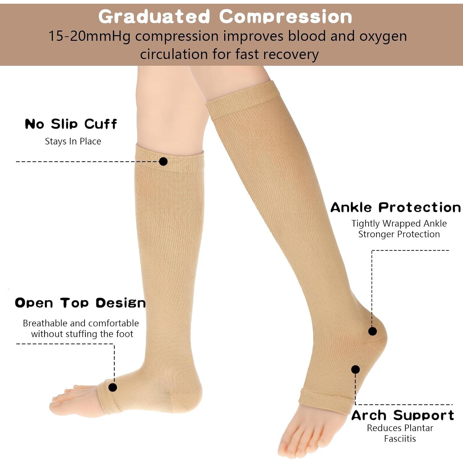 Calcetines de Compresión Dimeho Punta Abierta 15-20 mmHg 2 Pairs