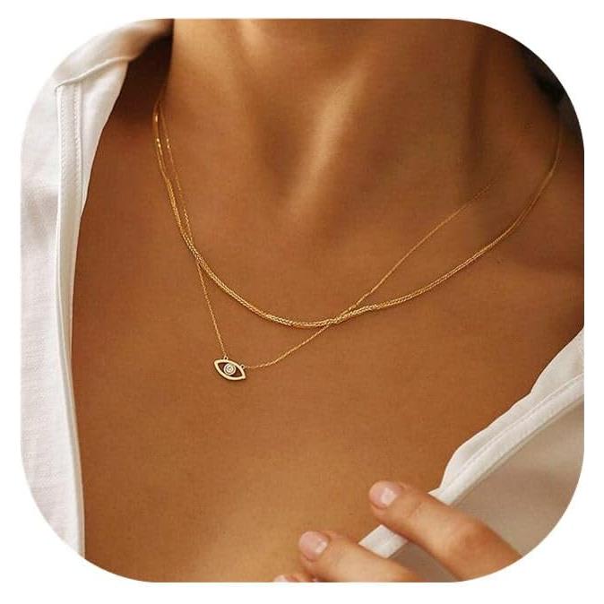 Collar Ojo Maligno 14K Ieftop Ajustable 35.56-45.72 cm