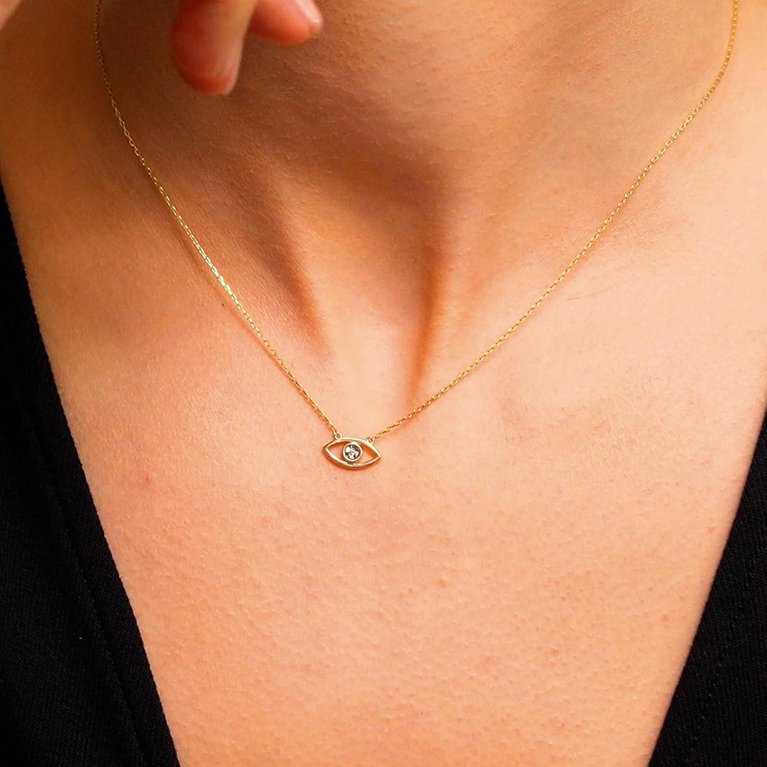 Collar Ojo Maligno 14K Ieftop Ajustable 35.56-45.72 cm