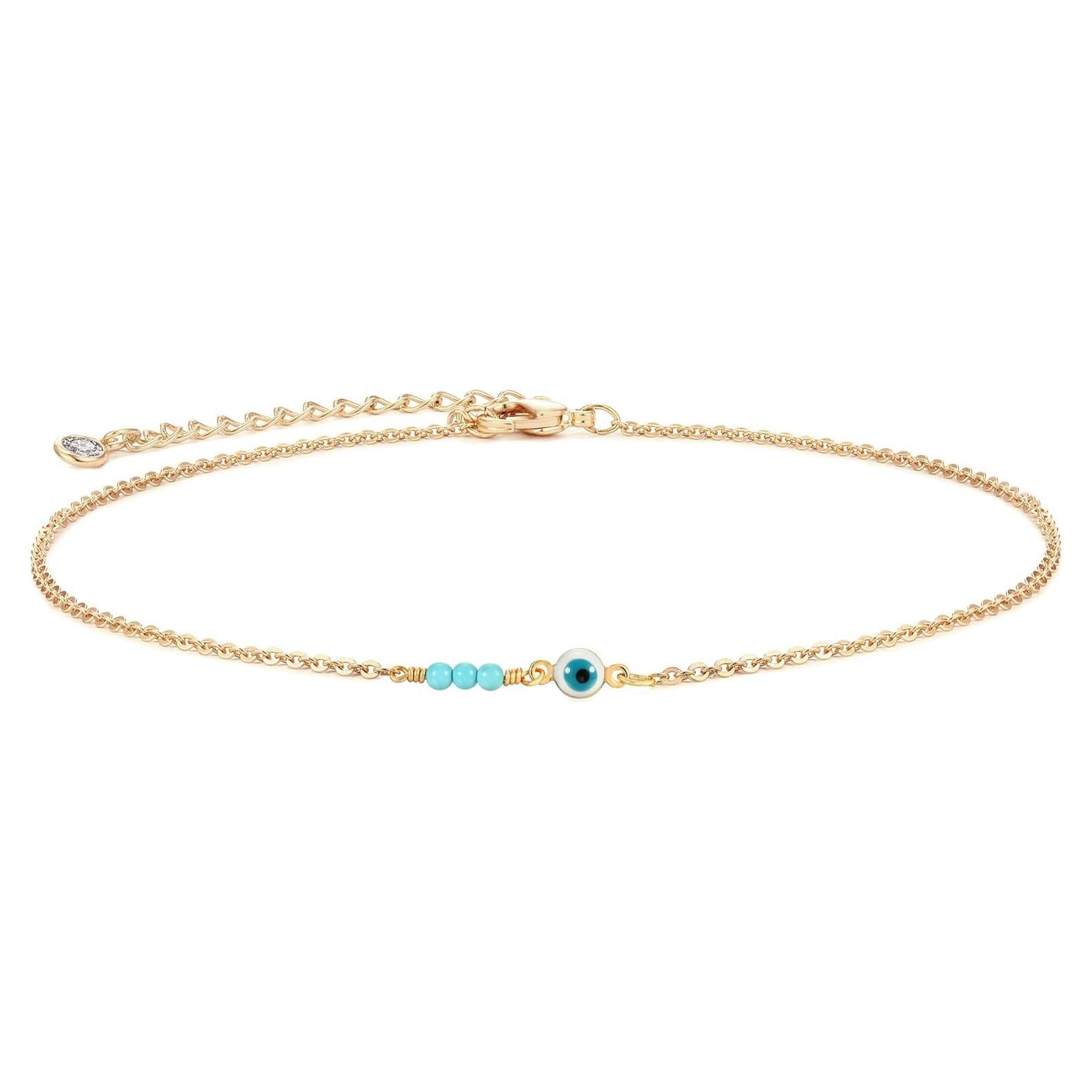 Collar Ojo Maligno MEVECCO Dainty Baño Oro 14K para Mujeres