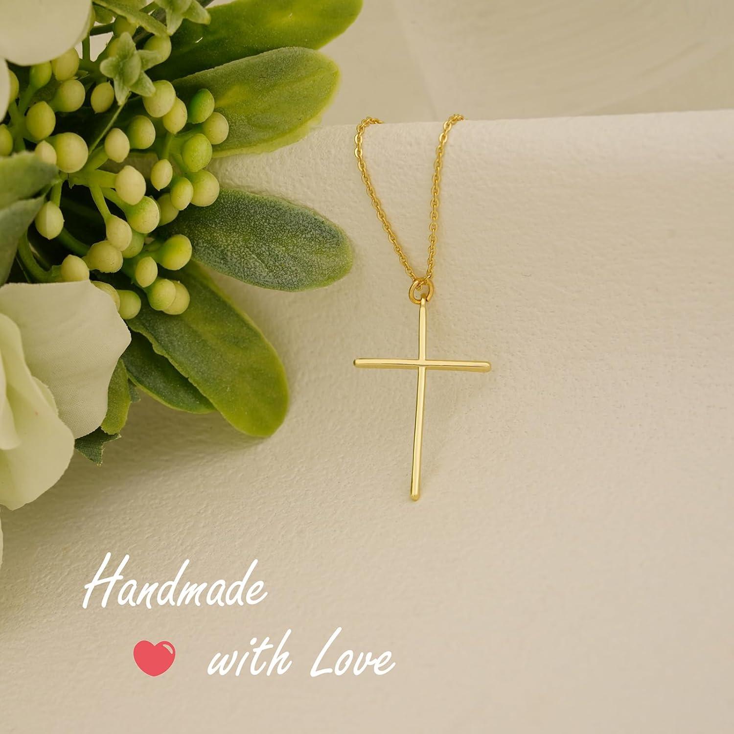 Collar Cruz Dainty NIXMAX Baño de Oro 14K Ajustable 42 cm